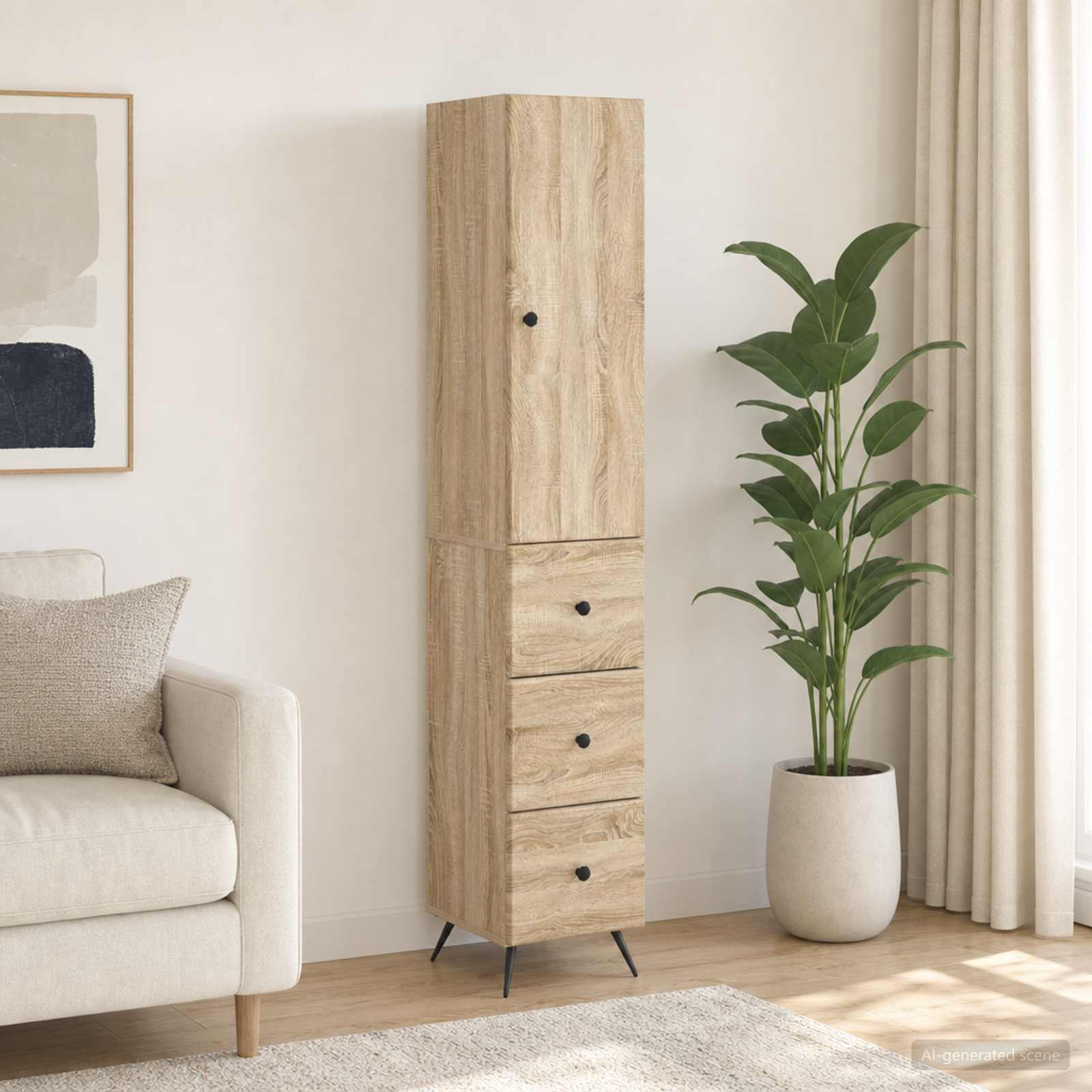 Kastenset 2 pcs Sonoma Eiken 34,5 x 34,5 x 90 cm Bewerkt hout