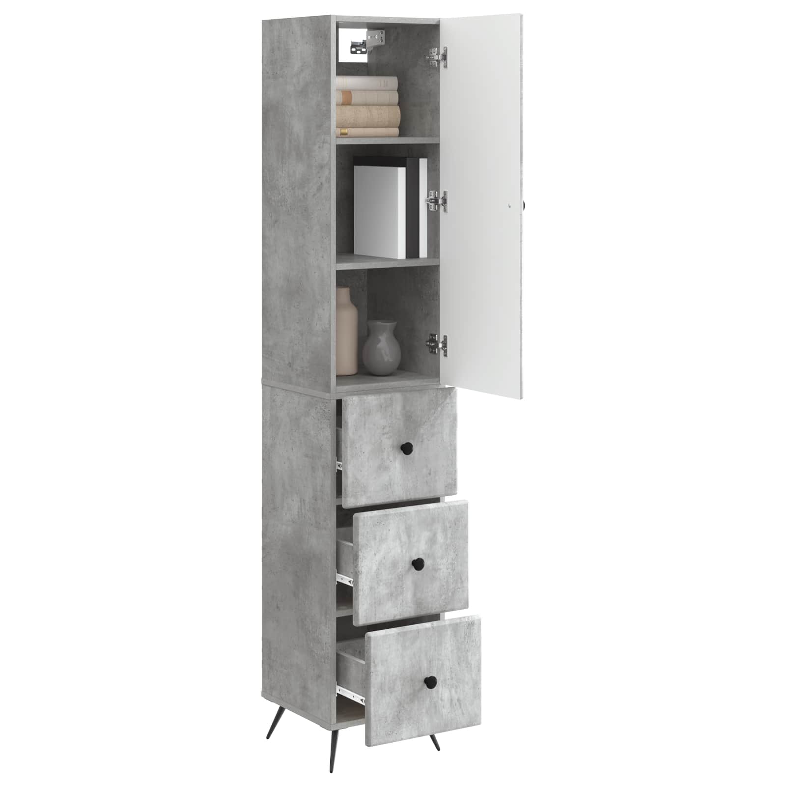 Kastenset 2 pcs Betongrijs 34,5 x 34,5 x 90 cm Bewerkt hout – afbeelding 3