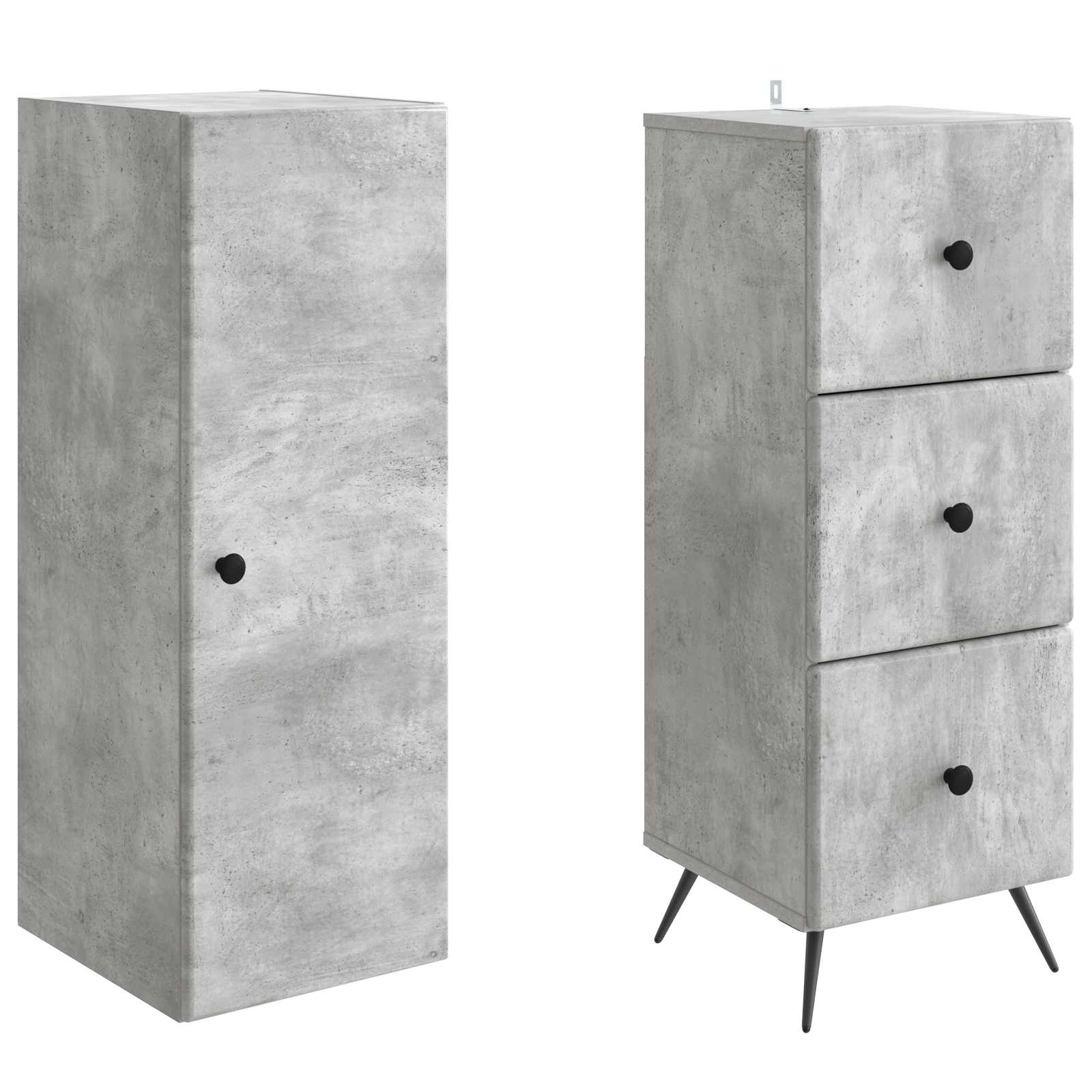 Kastenset 2 pcs Betongrijs 34,5 x 34,5 x 90 cm Bewerkt hout – afbeelding 4
