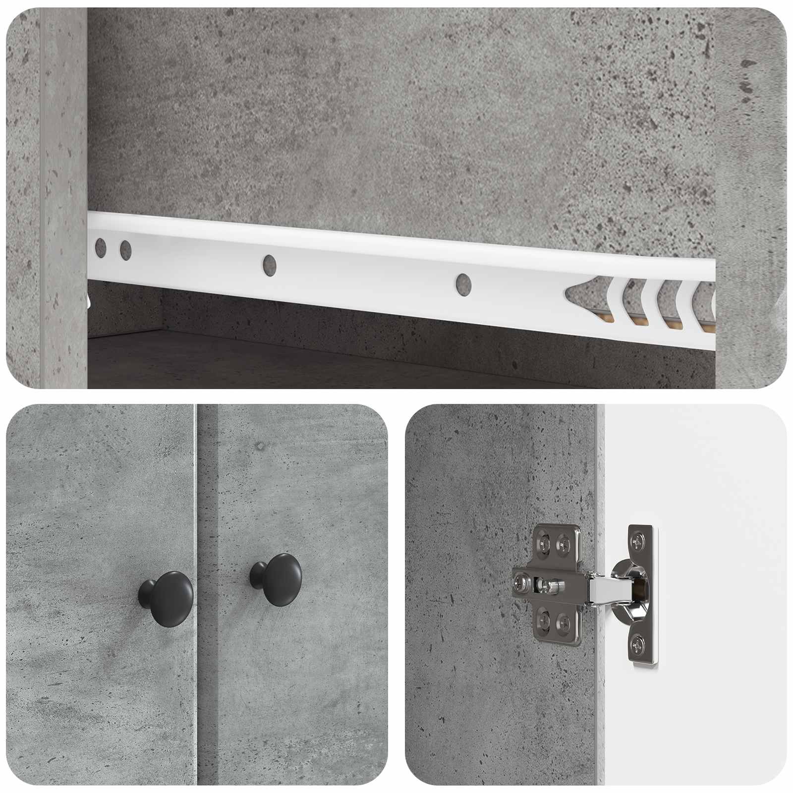 Kastenset 2 pcs Betongrijs 34,5 x 34,5 x 90 cm Bewerkt hout – afbeelding 8