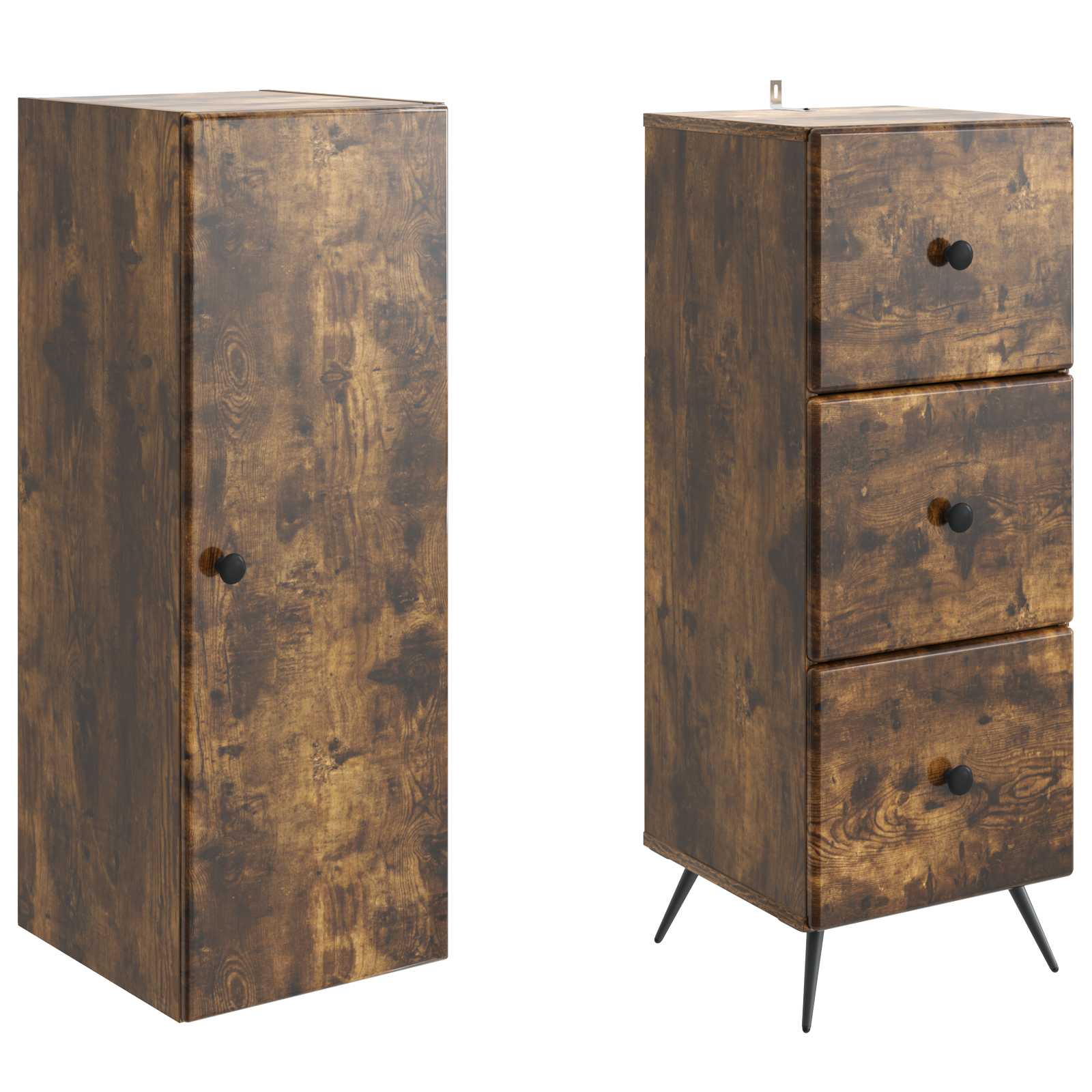 Kastenset 2 pcs Gerookt eiken 34,5 x 34,5 x 90 cm Bewerkt hout – afbeelding 4