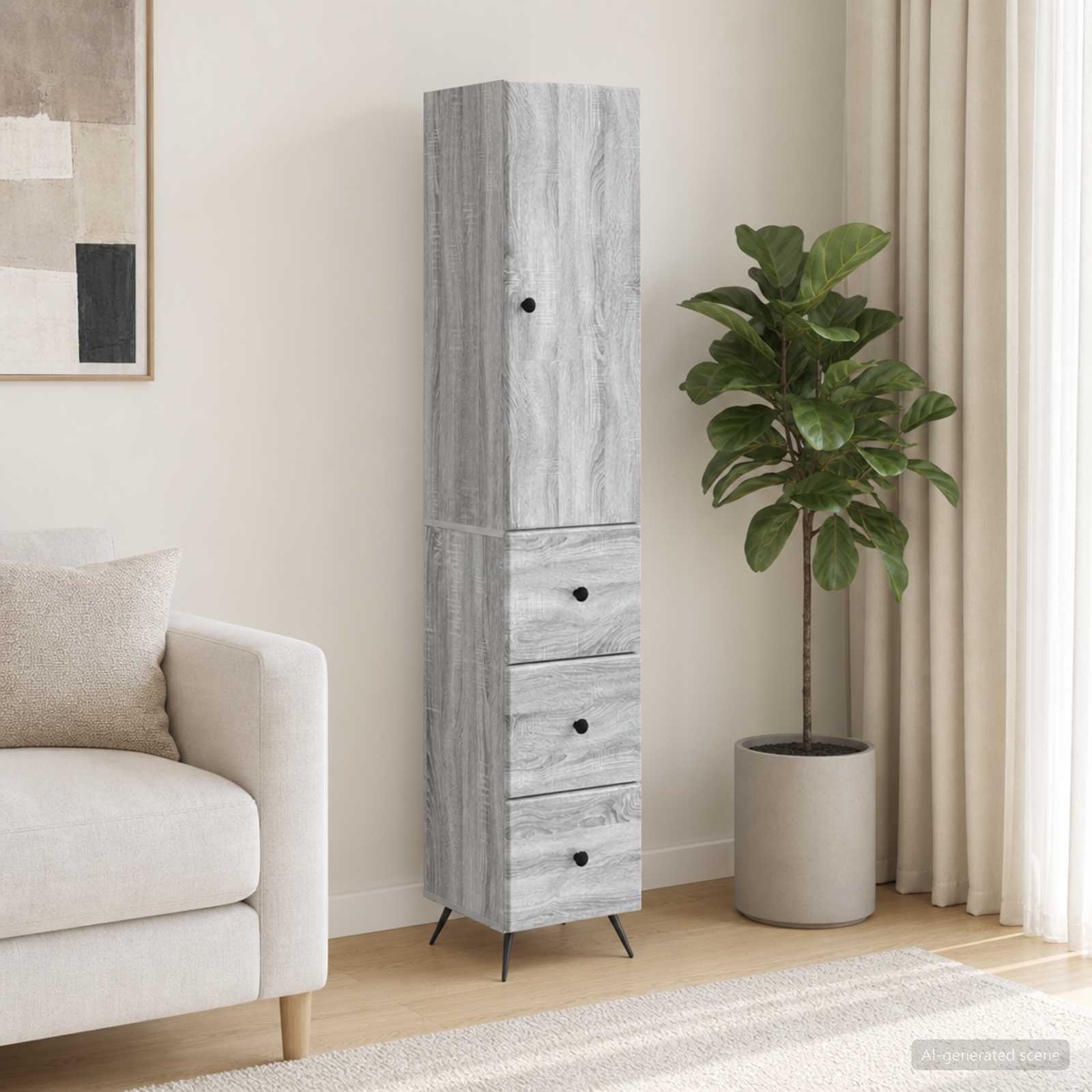 Kastenset 2 pcs Grijs Sonoma 34,5 x 34,5 x 90 cm Bewerkt hout – afbeelding 1