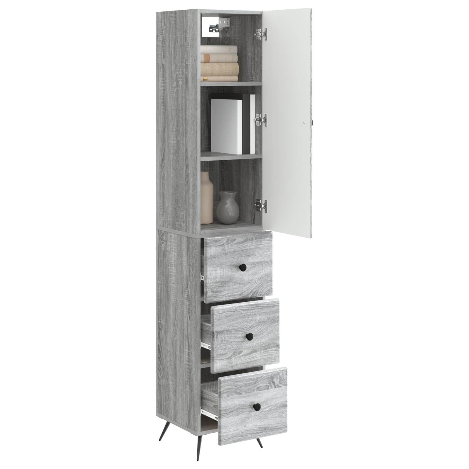 Kastenset 2 pcs Grijs Sonoma 34,5 x 34,5 x 90 cm Bewerkt hout – afbeelding 3