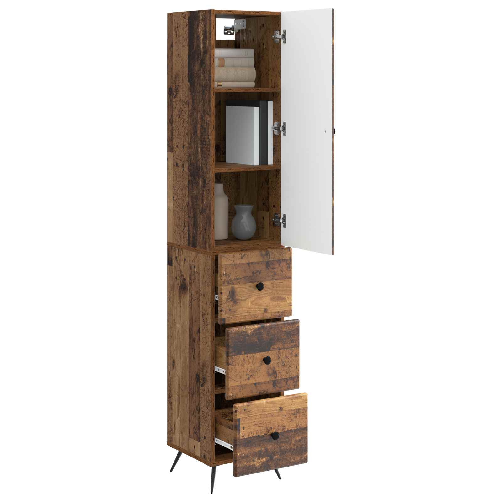 Kastenset 2 pcs Oud hout 34,5 x 34,5 x 90 cm Bewerkt hout – afbeelding 3