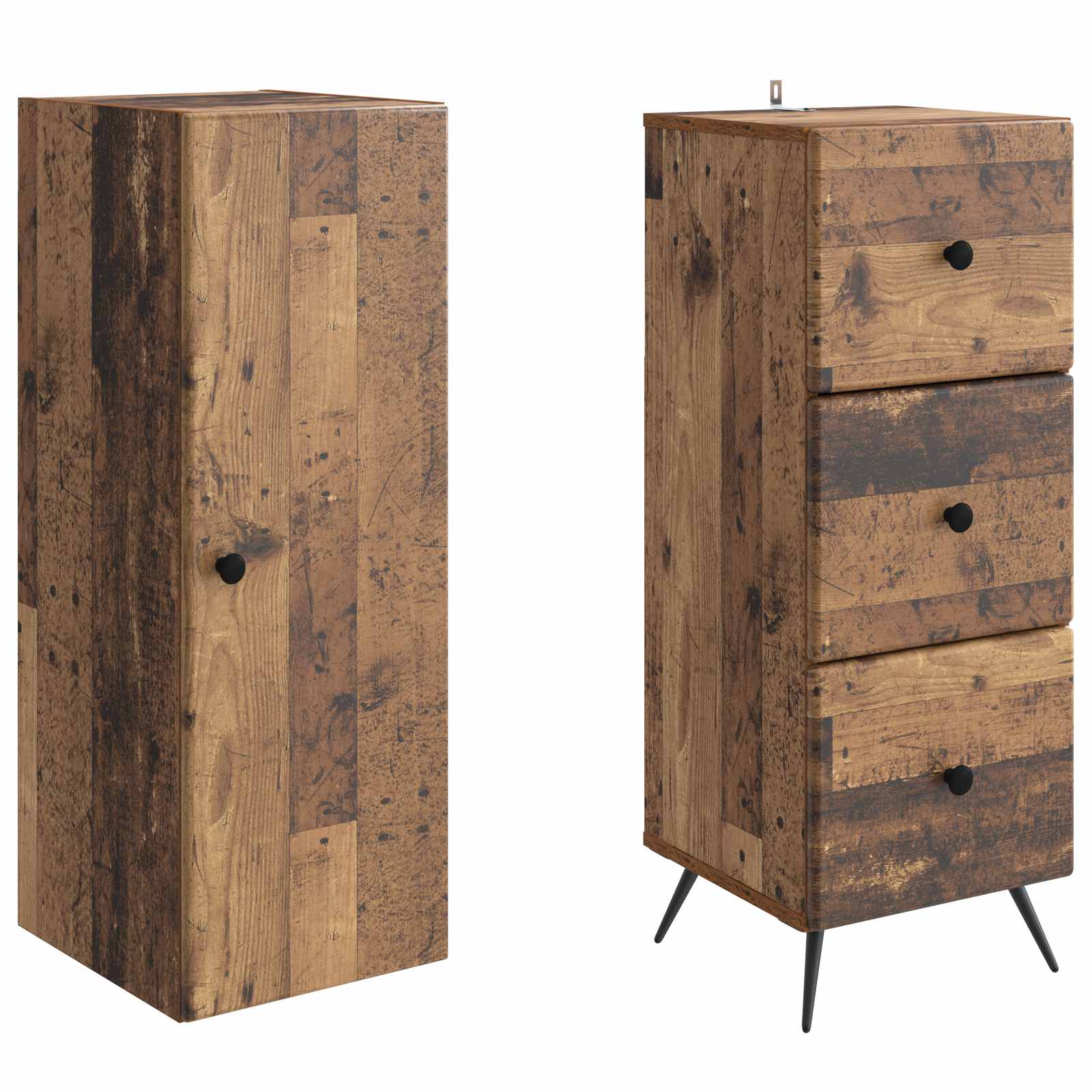 Kastenset 2 pcs Oud hout 34,5 x 34,5 x 90 cm Bewerkt hout – afbeelding 4