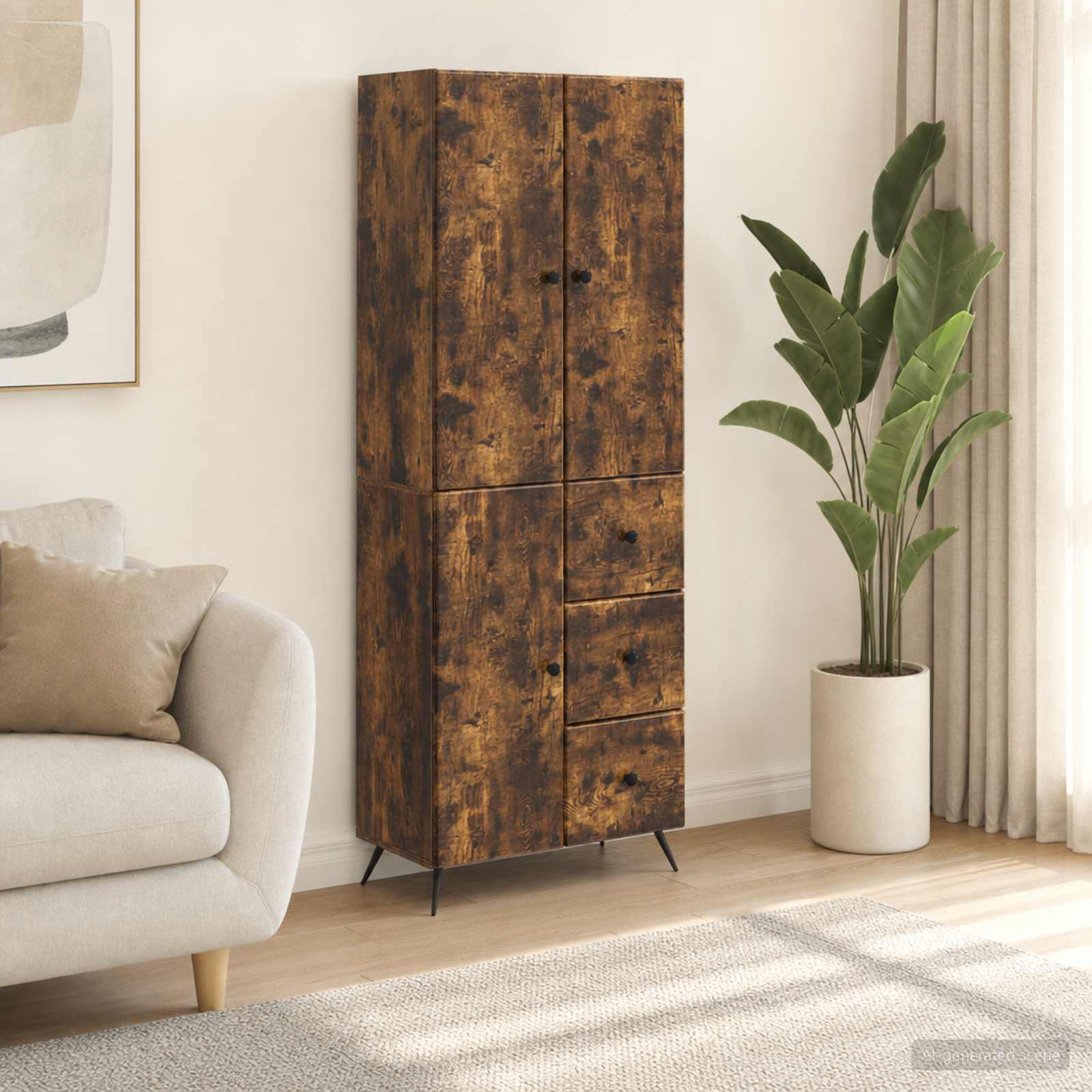 Kastenset 2 pcs Gerookt eiken Bewerkt hout