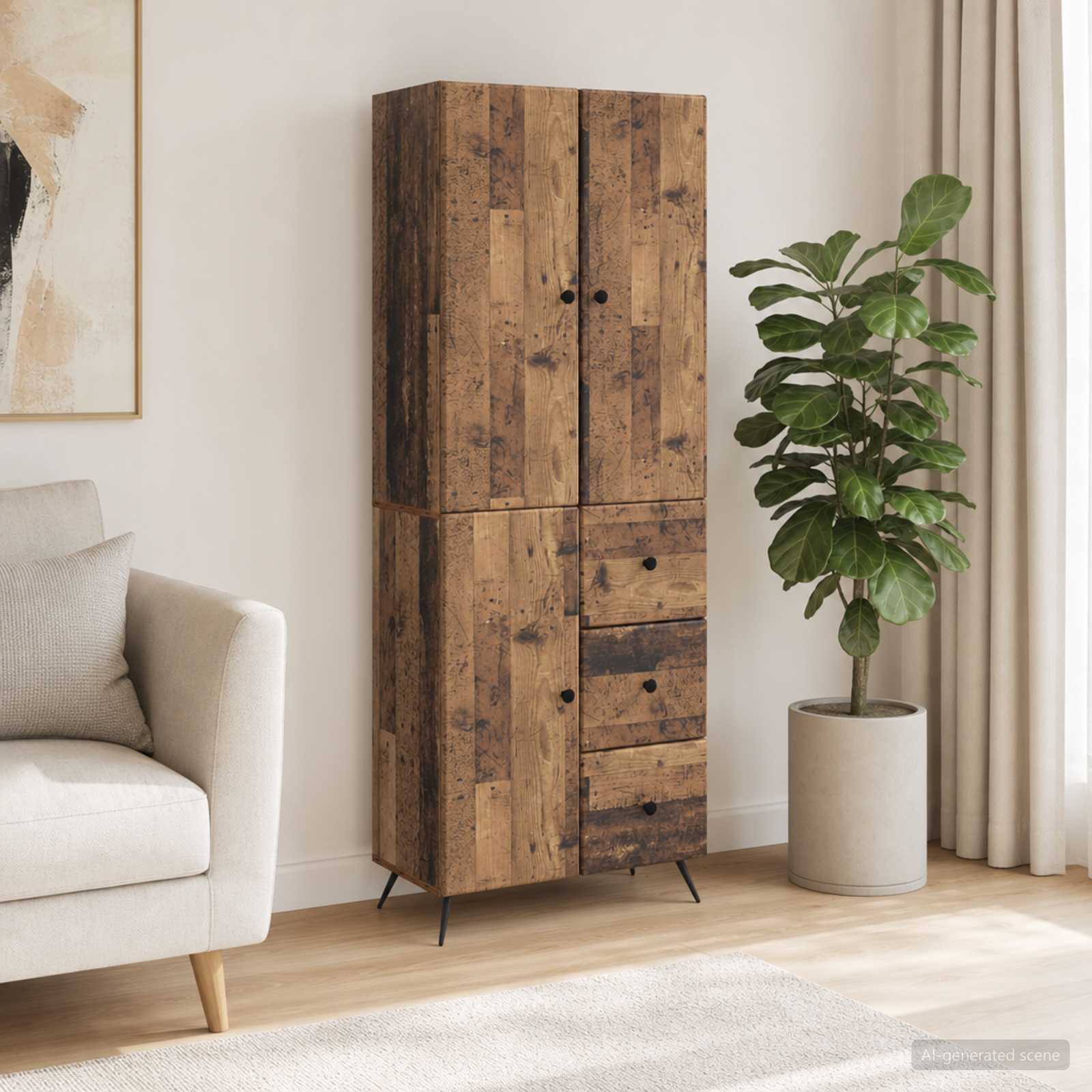 Kastenset 2 pcs Oud hout Bewerkt hout