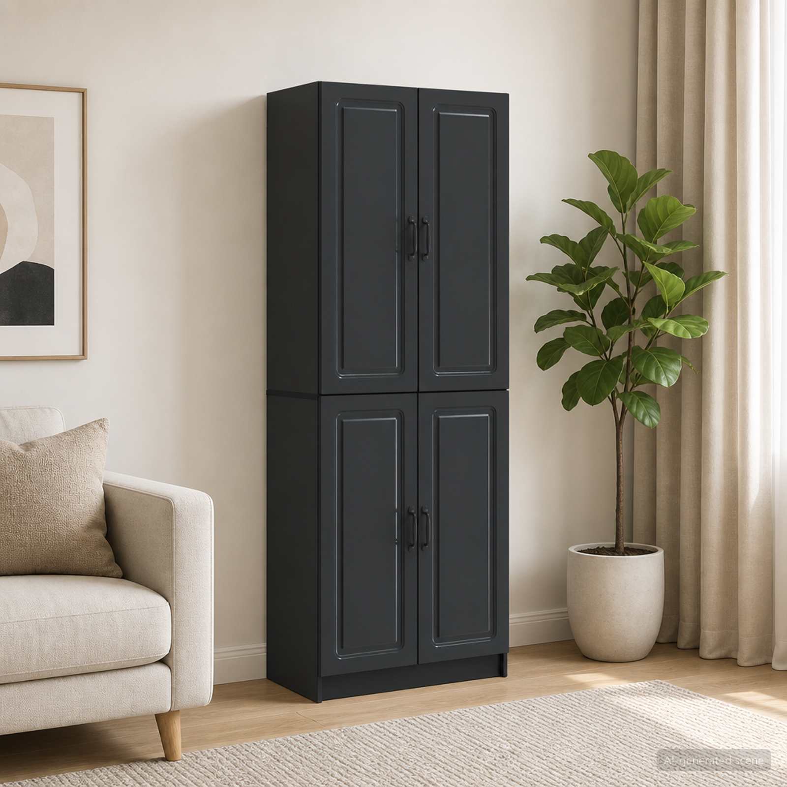 Kastenset 2 pcs Zwart Bewerkt hout – afbeelding 1