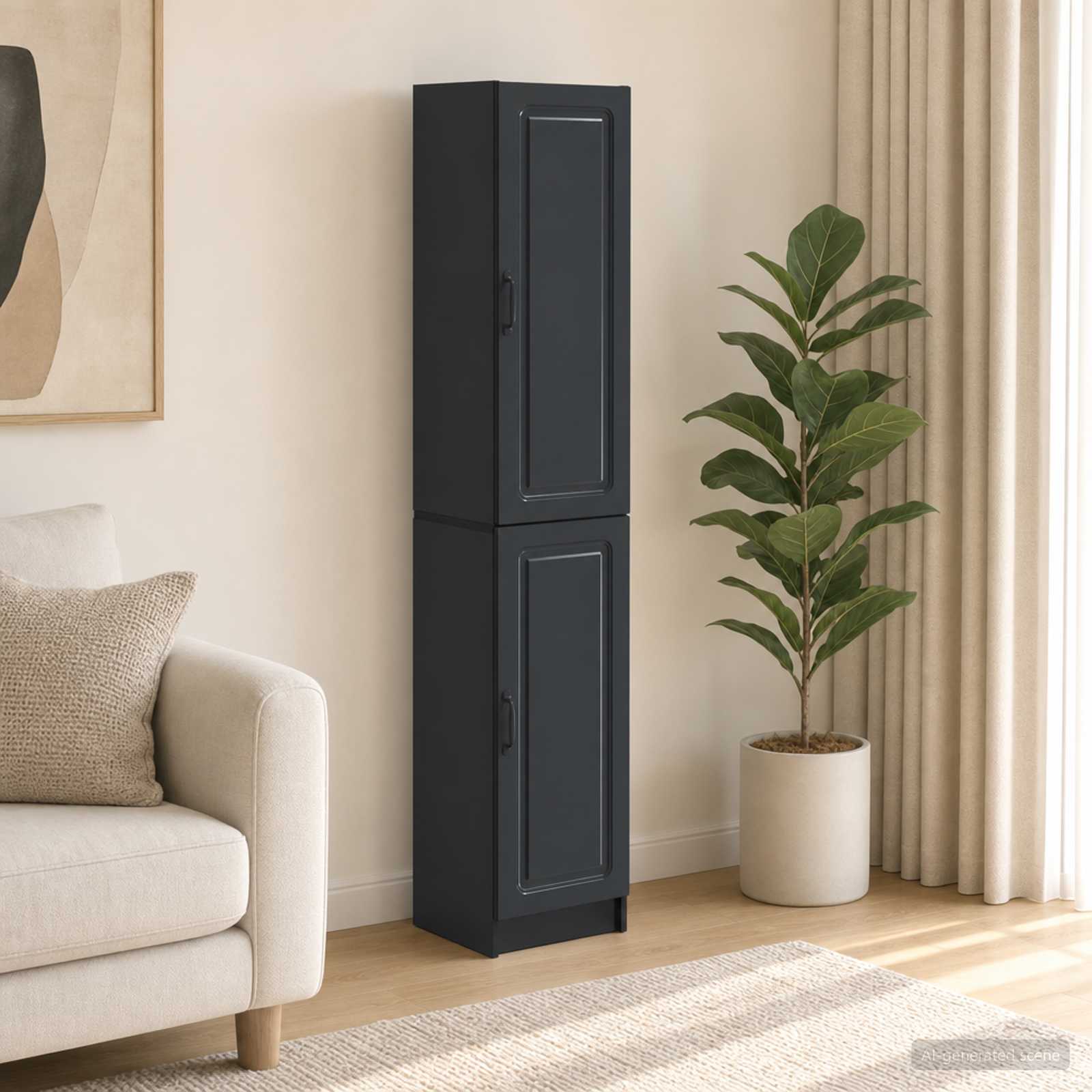 Kastenset 2 pcs Zwart Bewerkt hout