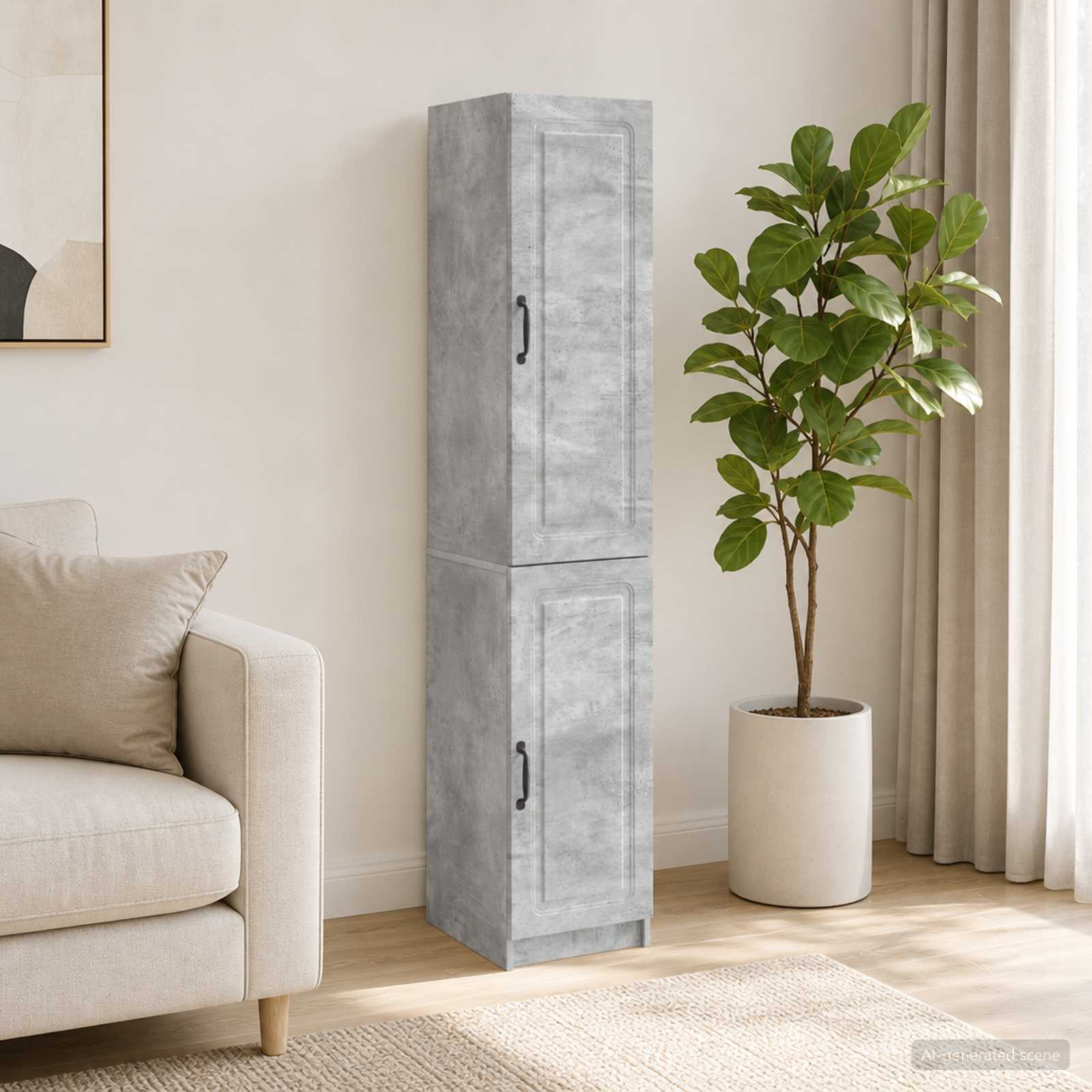 Kastenset 2 pcs Betongrijs Bewerkt hout – afbeelding 1