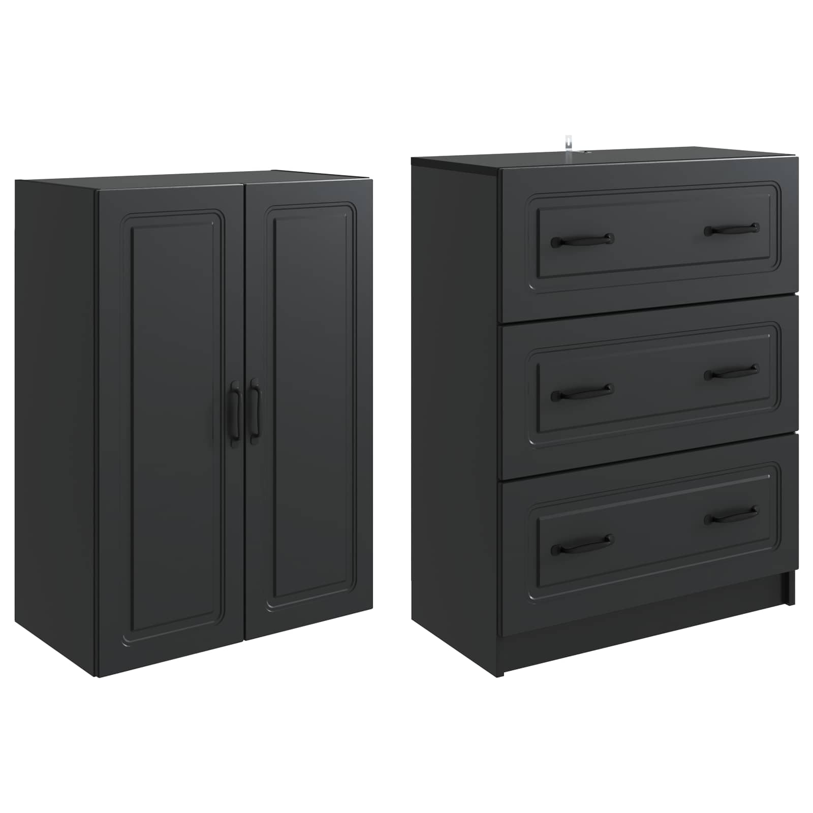 Kastenset 2 pcs Zwart 66 x 34,5 x 87 cm Bewerkt hout – afbeelding 4