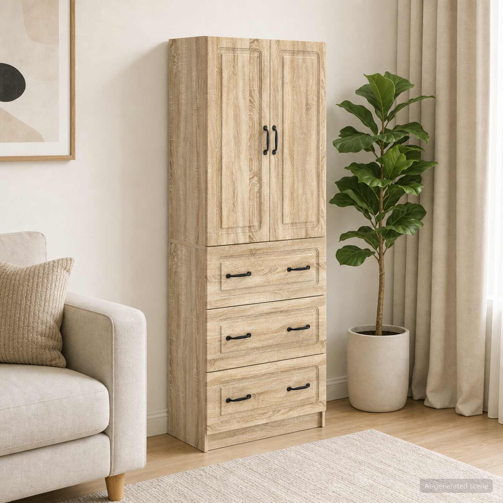 Kastenset 2 pcs Sonoma Eiken 66 x 34,5 x 87 cm Bewerkt hout – afbeelding 1