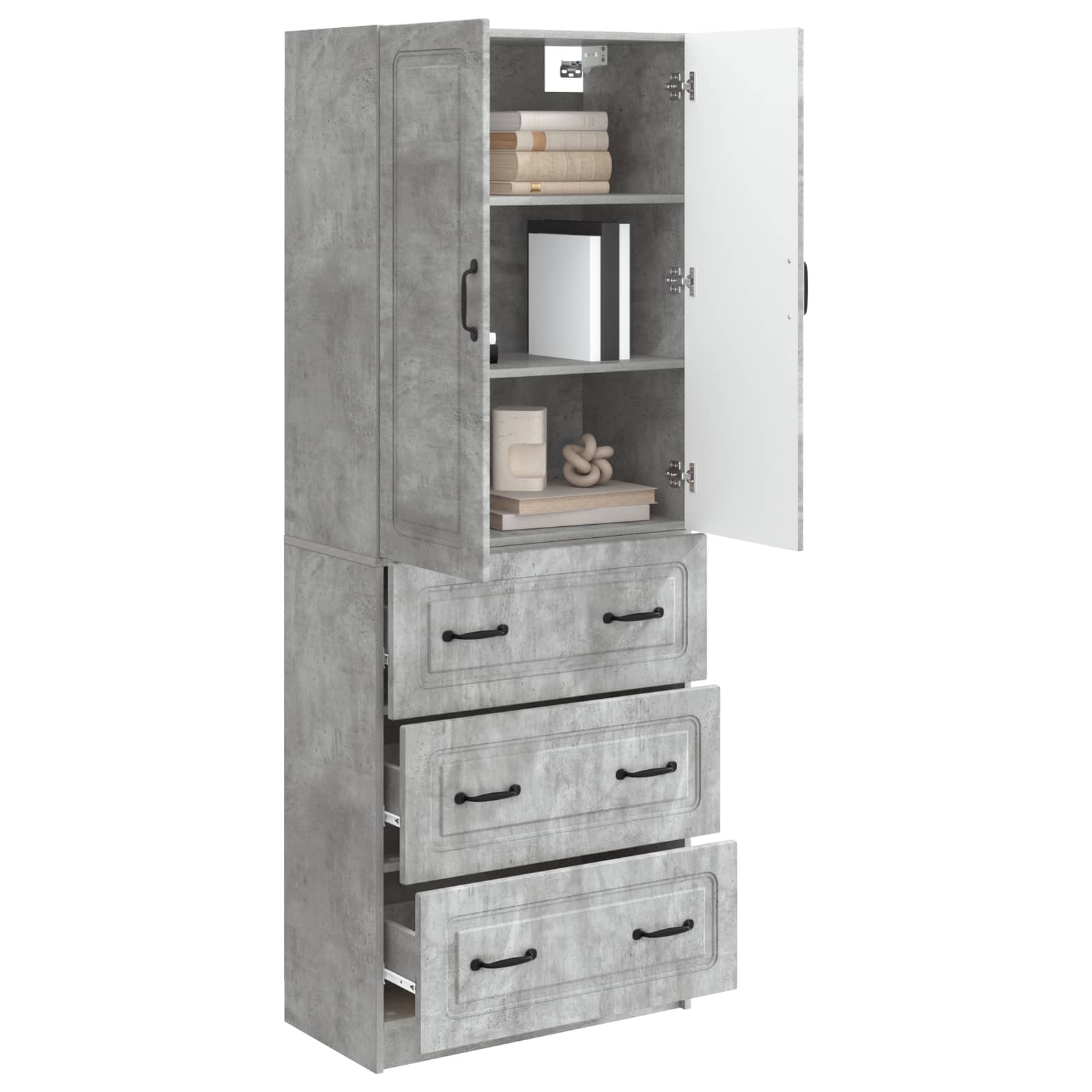 Kastenset 2 pcs Betongrijs 66 x 34,5 x 87 cm Bewerkt hout – afbeelding 3