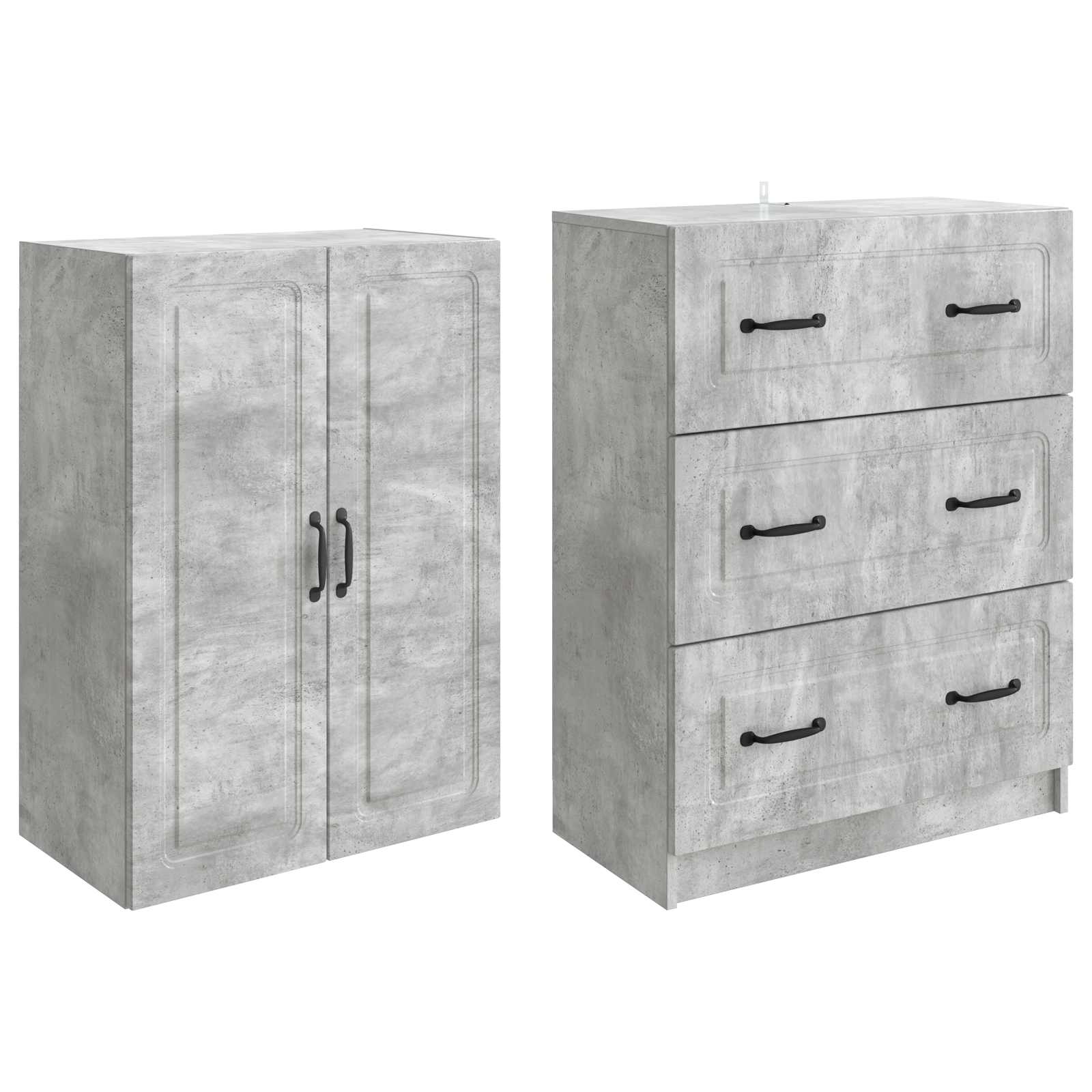 Kastenset 2 pcs Betongrijs 66 x 34,5 x 87 cm Bewerkt hout – afbeelding 4