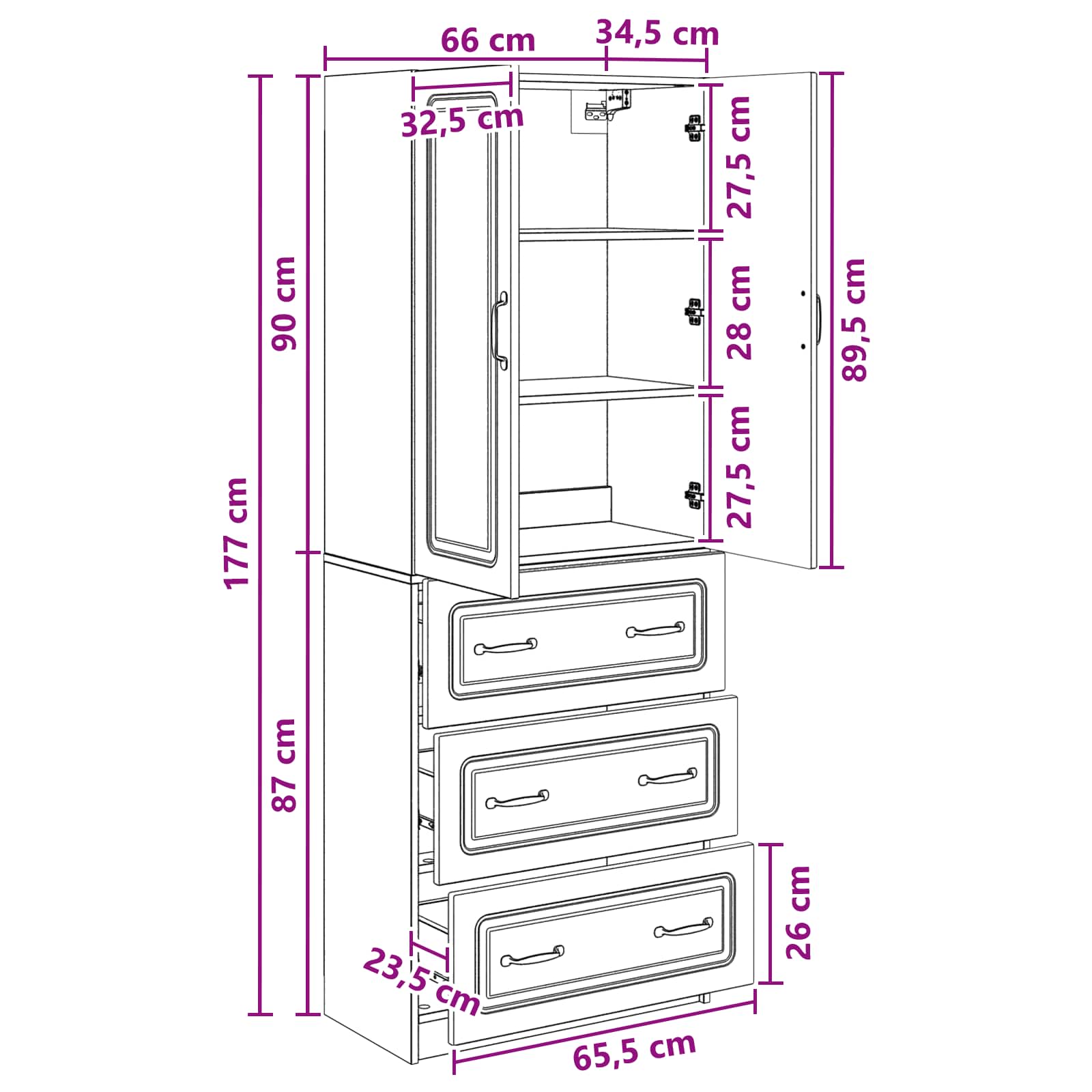 Kastenset 2 pcs Betongrijs 66 x 34,5 x 87 cm Bewerkt hout – afbeelding 9