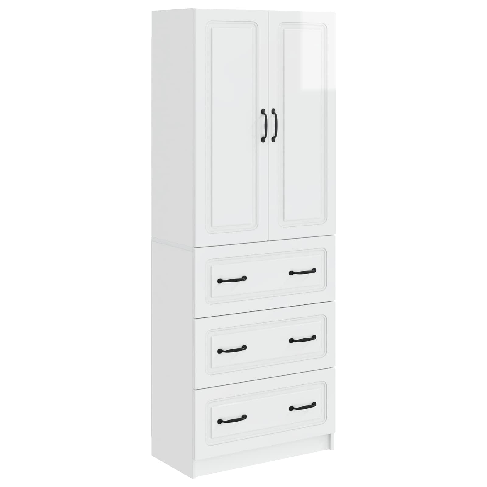 Kastenset 2 pcs Hoogglans Wit 66 x 34,5 x 87 cm Bewerkt hout – afbeelding 2