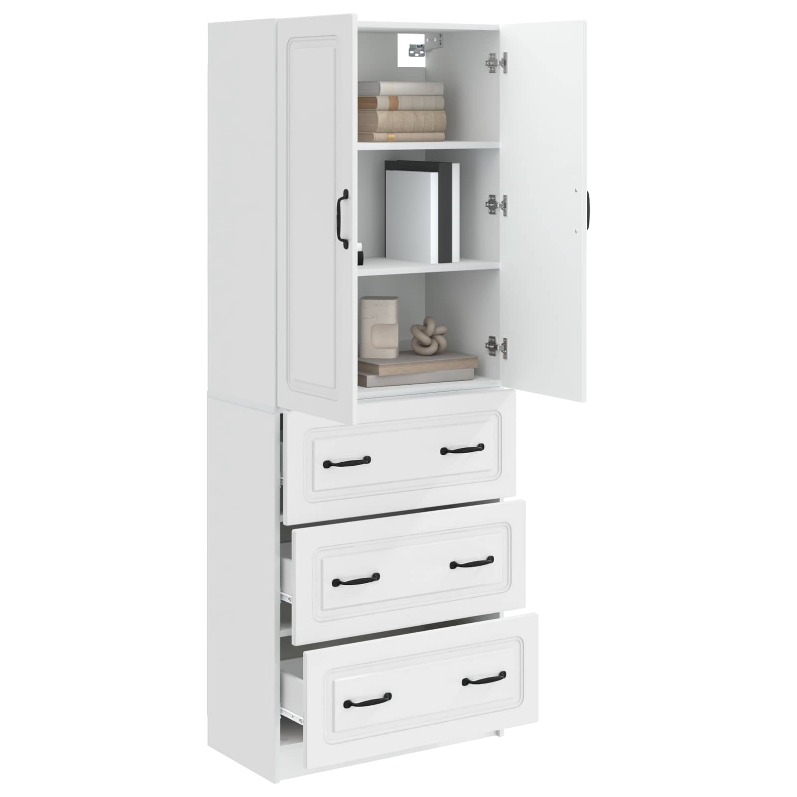 Kastenset 2 pcs Hoogglans Wit 66 x 34,5 x 87 cm Bewerkt hout – afbeelding 3