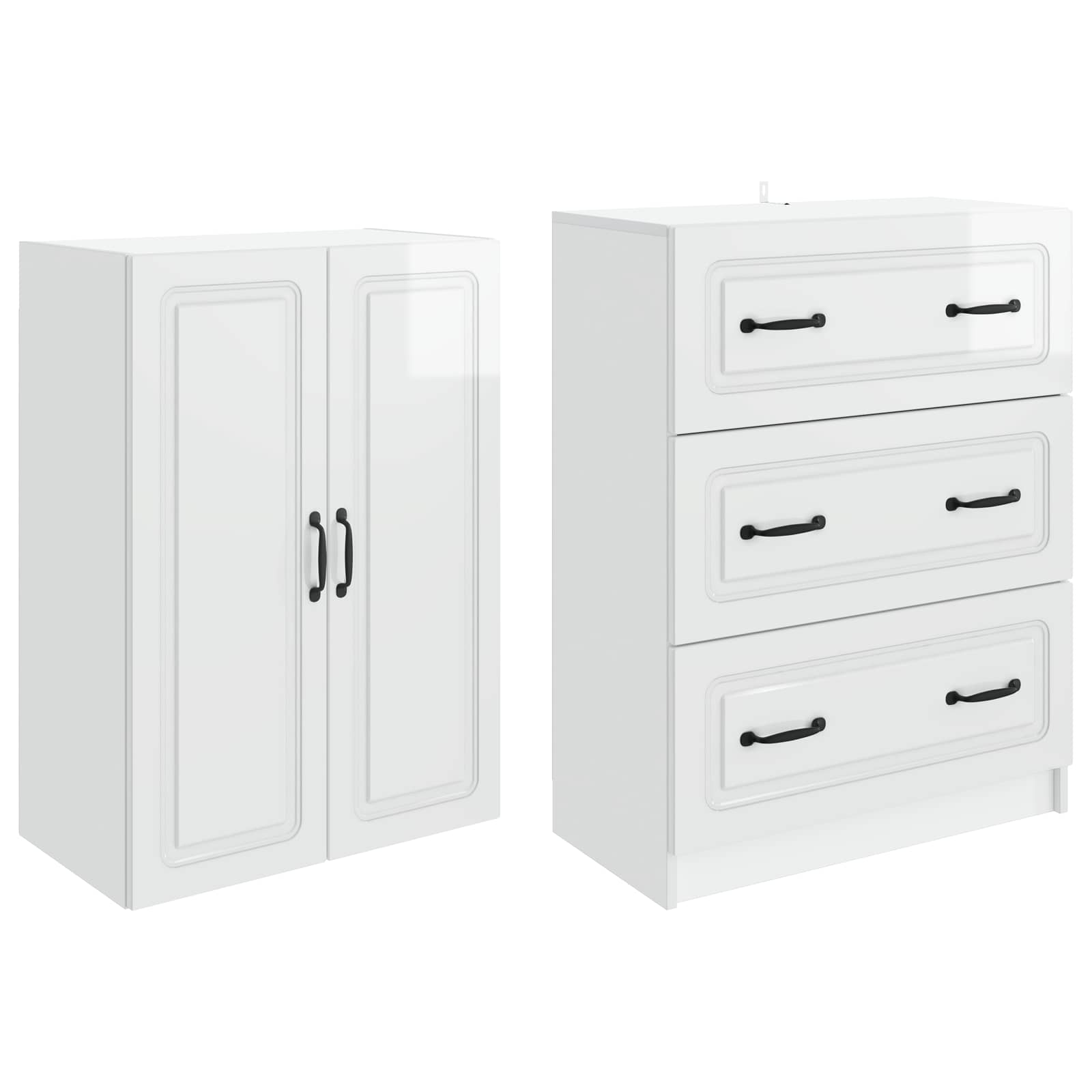 Kastenset 2 pcs Hoogglans Wit 66 x 34,5 x 87 cm Bewerkt hout – afbeelding 4