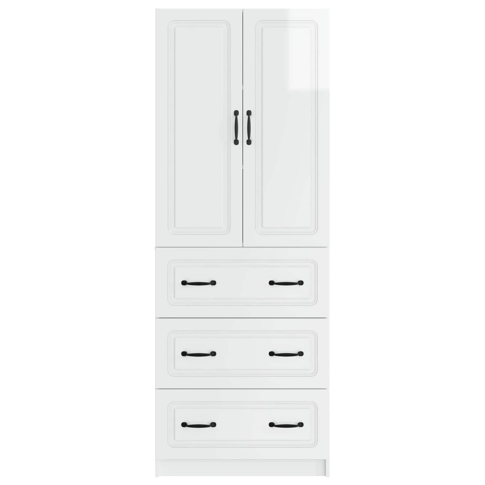 Kastenset 2 pcs Hoogglans Wit 66 x 34,5 x 87 cm Bewerkt hout – afbeelding 5