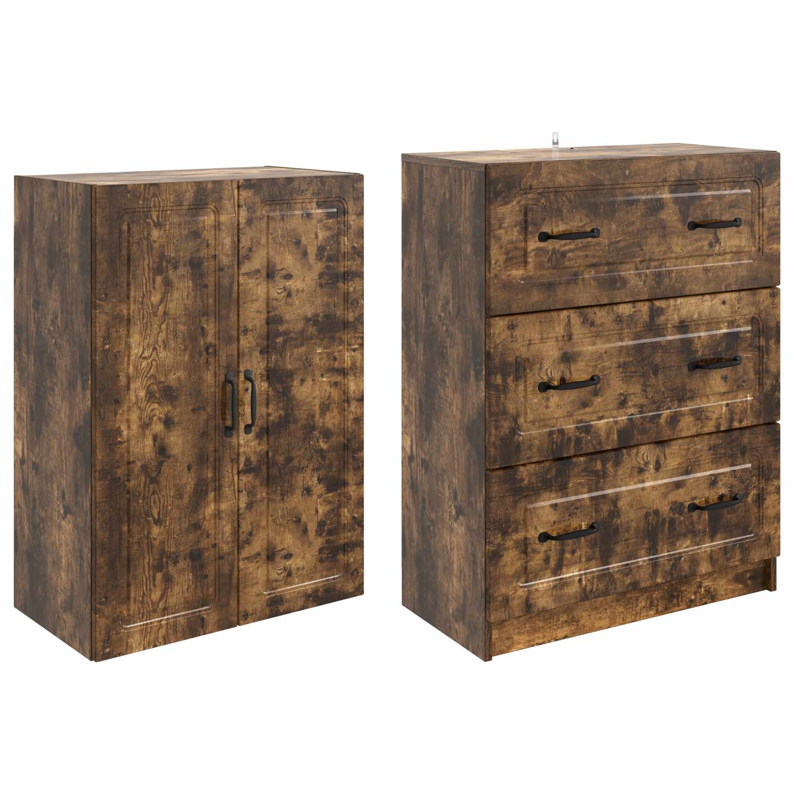 Kastenset 2 pcs Gerookt eiken 66 x 34,5 x 87 cm Bewerkt hout – afbeelding 4
