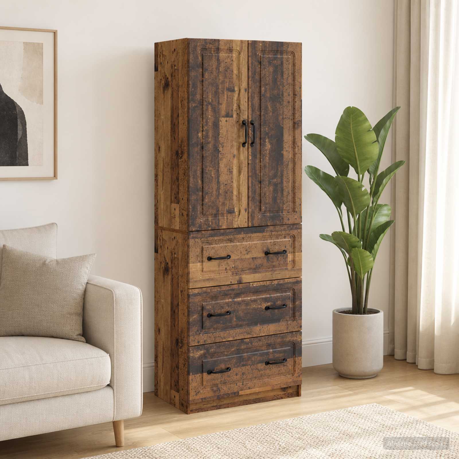 Kastenset 2 pcs Oud hout 66 x 34,5 x 87 cm Bewerkt hout