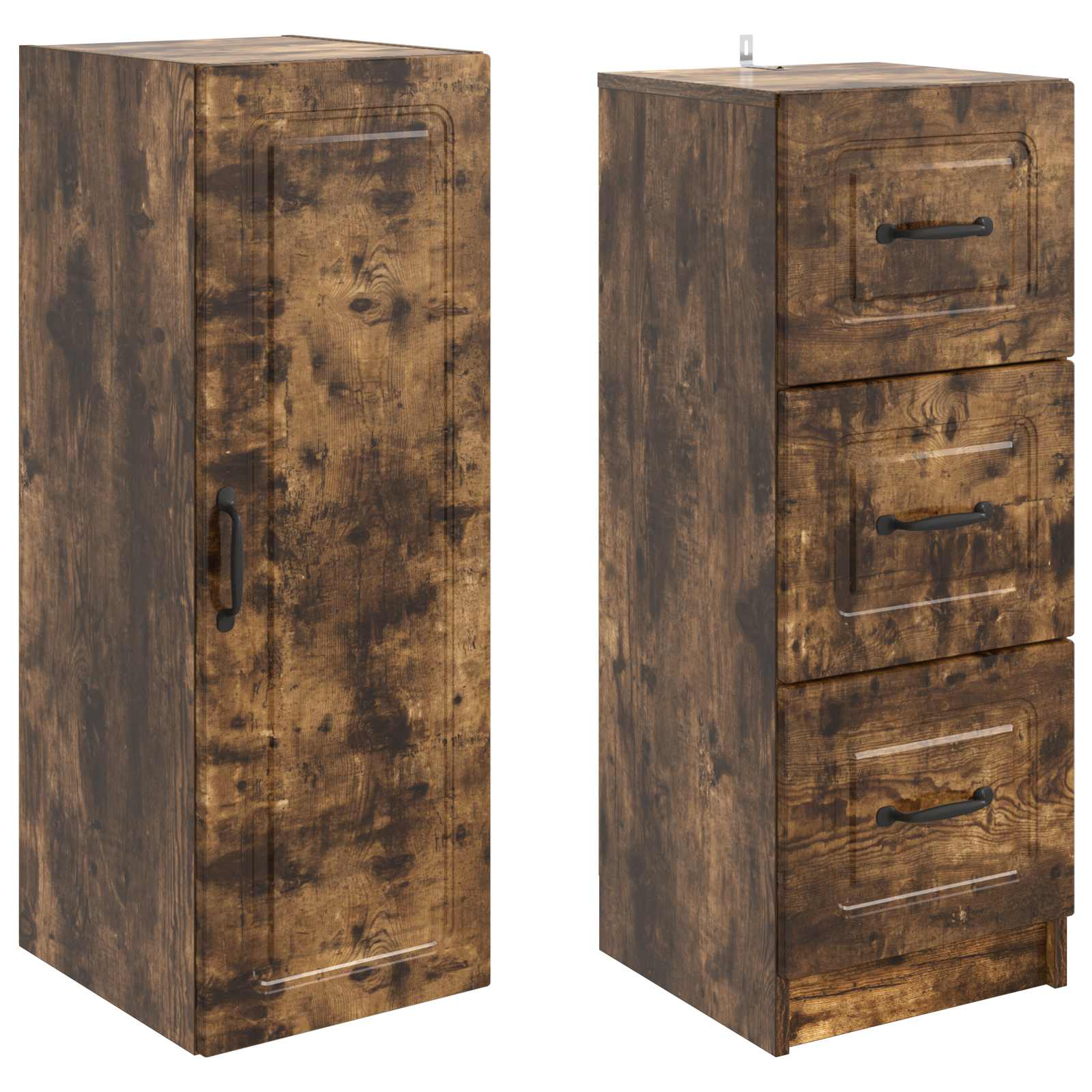 Kastenset 2 pcs Gerookt eiken 33 x 34,5 x 87 cm Bewerkt hout – afbeelding 4