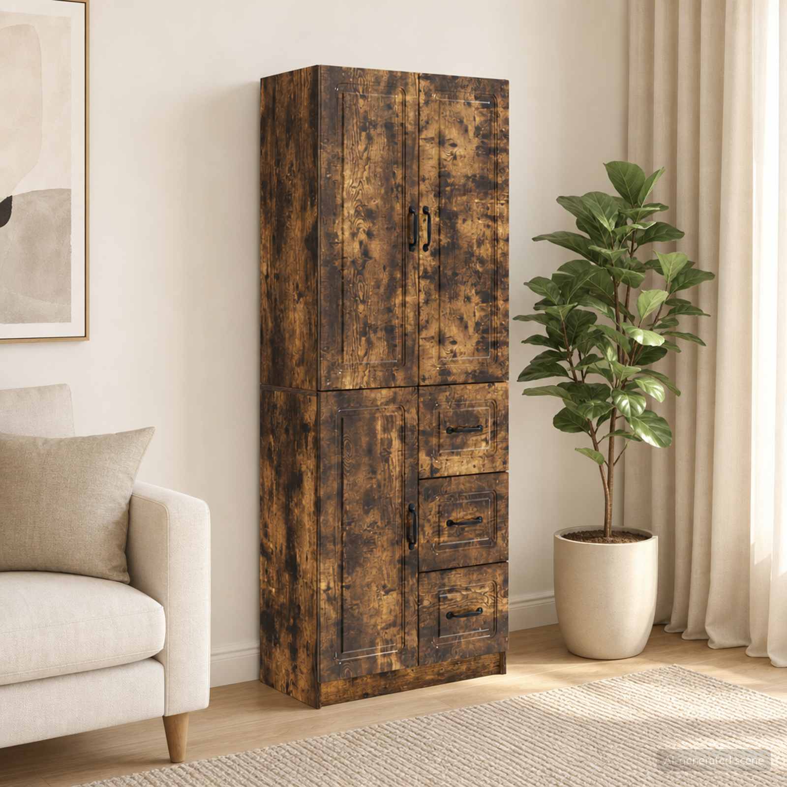 Kastenset 2 pcs Gerookt eiken Bewerkt hout