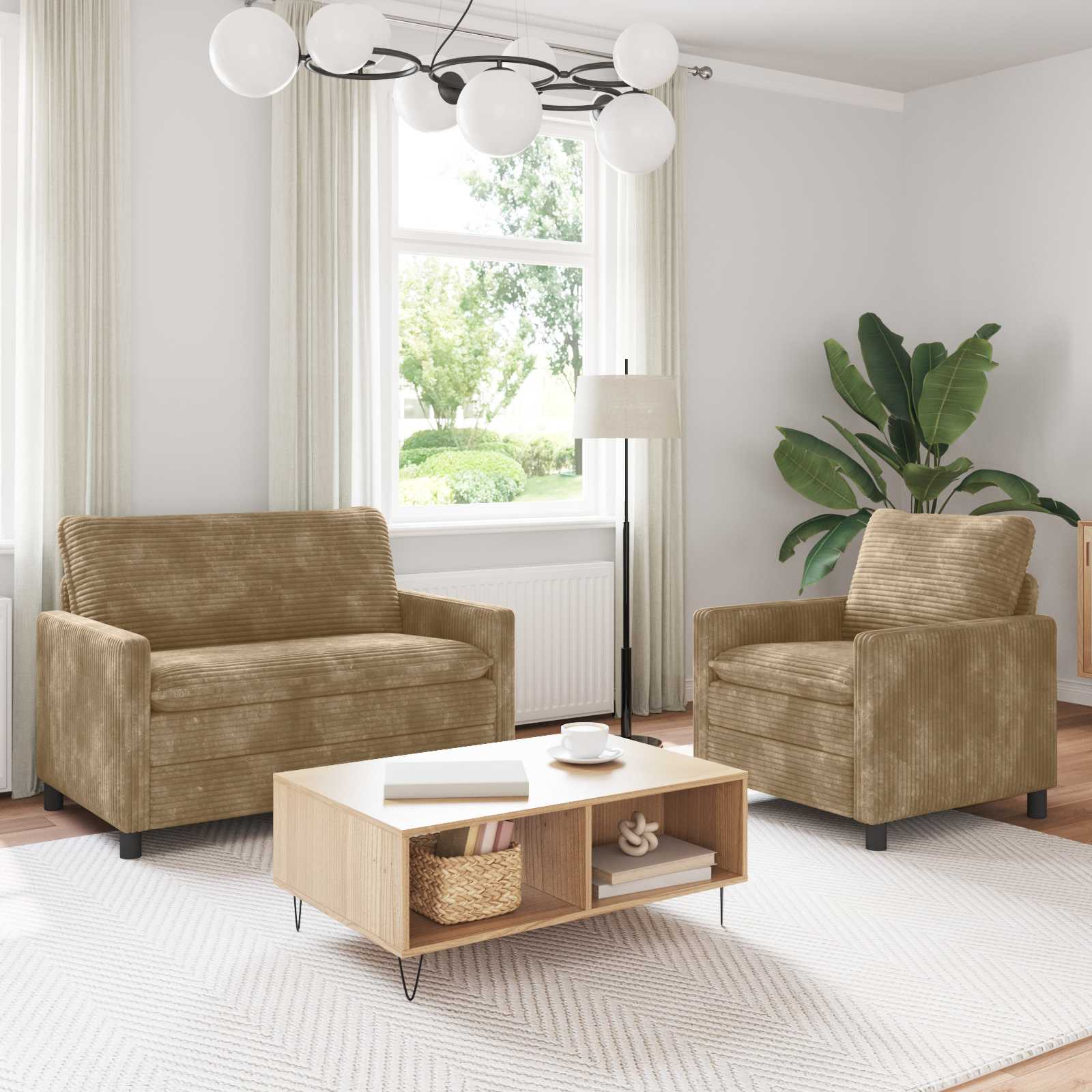 Bankstel 2 pcs Taupe Polyester – afbeelding 1