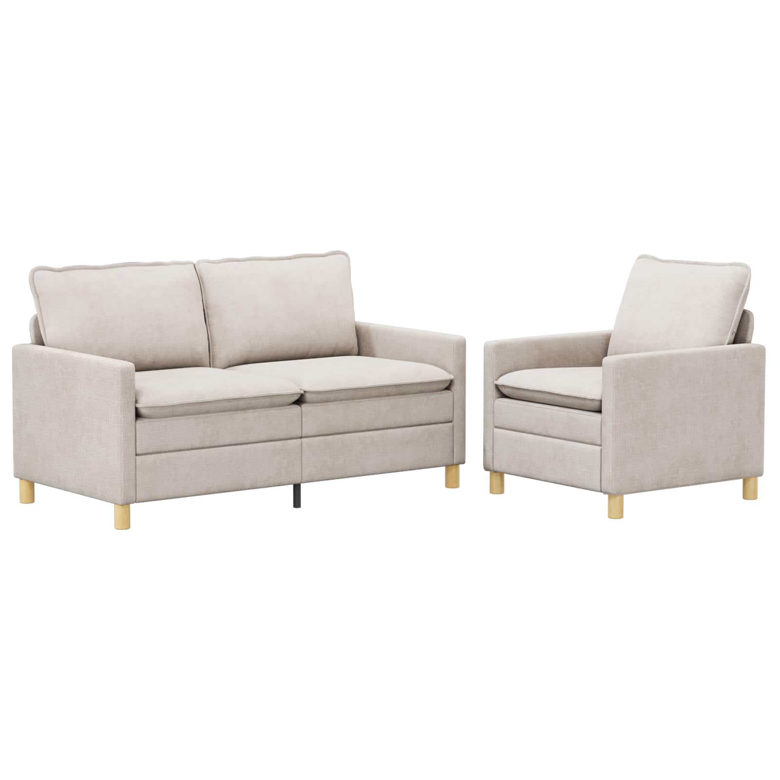 Bankstel 2 pcs Crèmekleurig Polyester – afbeelding 2
