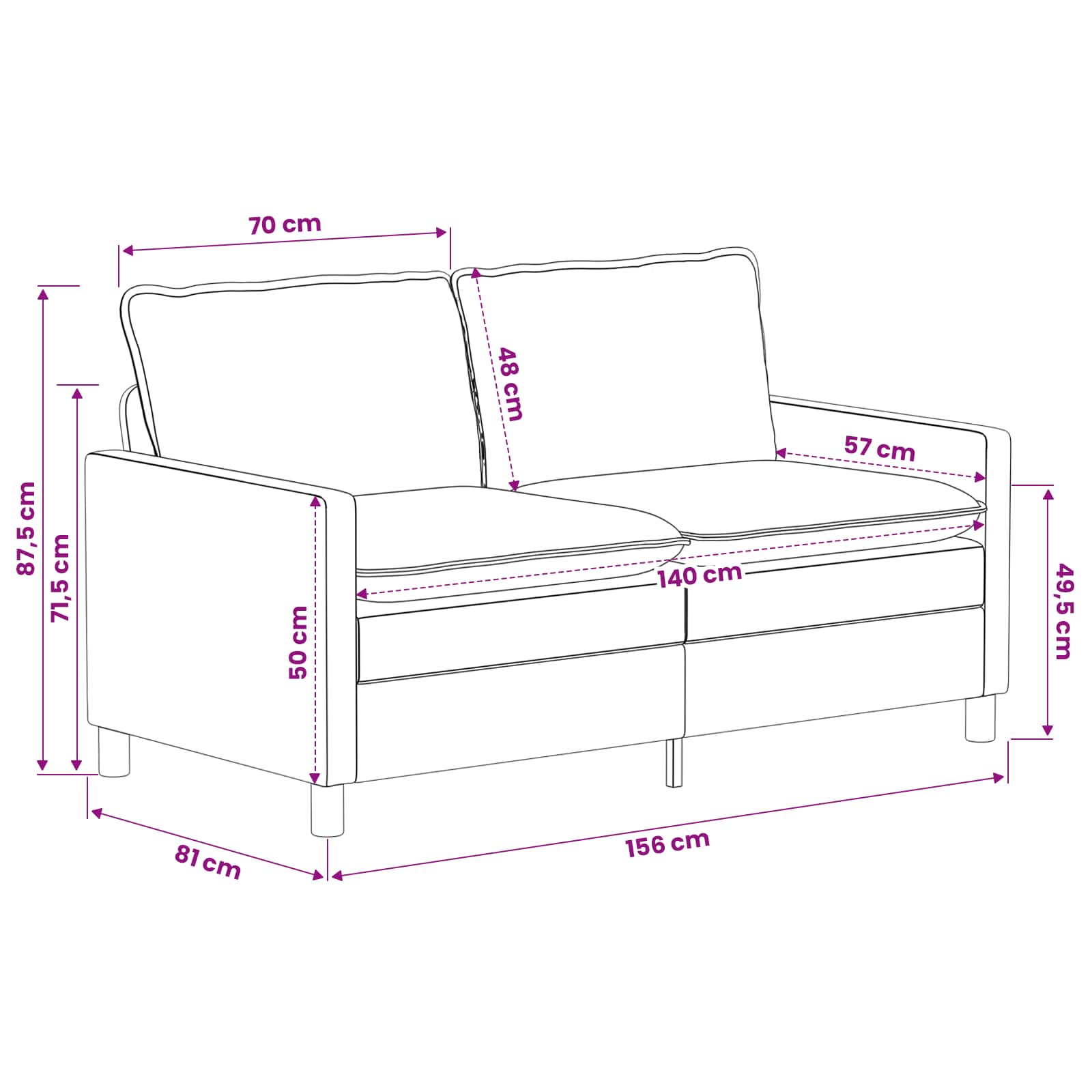 Bankstel 2 pcs Crèmekleurig Polyester – afbeelding 9