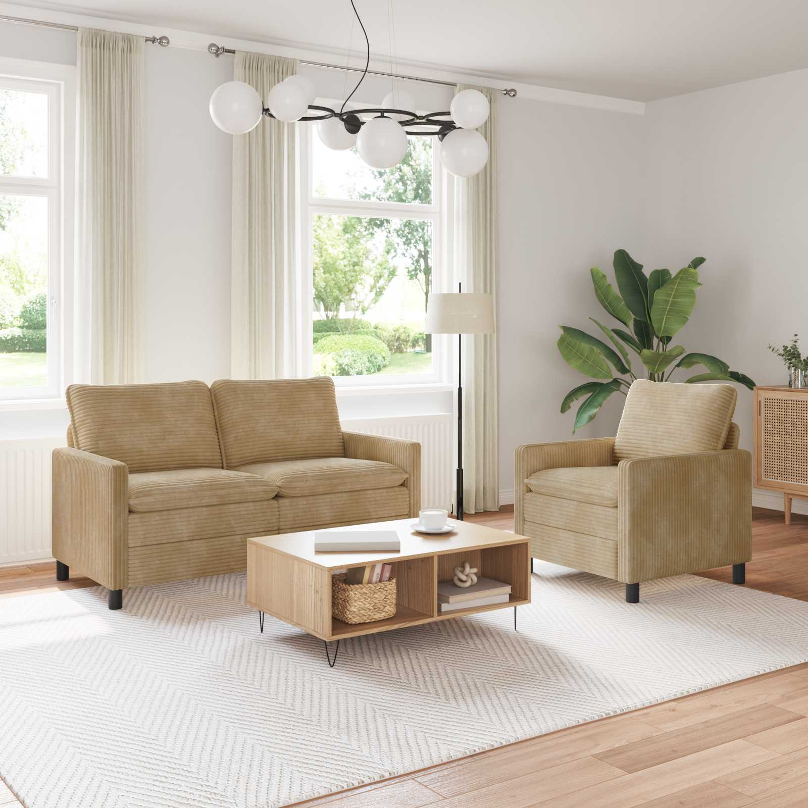 Bankstel 2 pcs Taupe Polyester