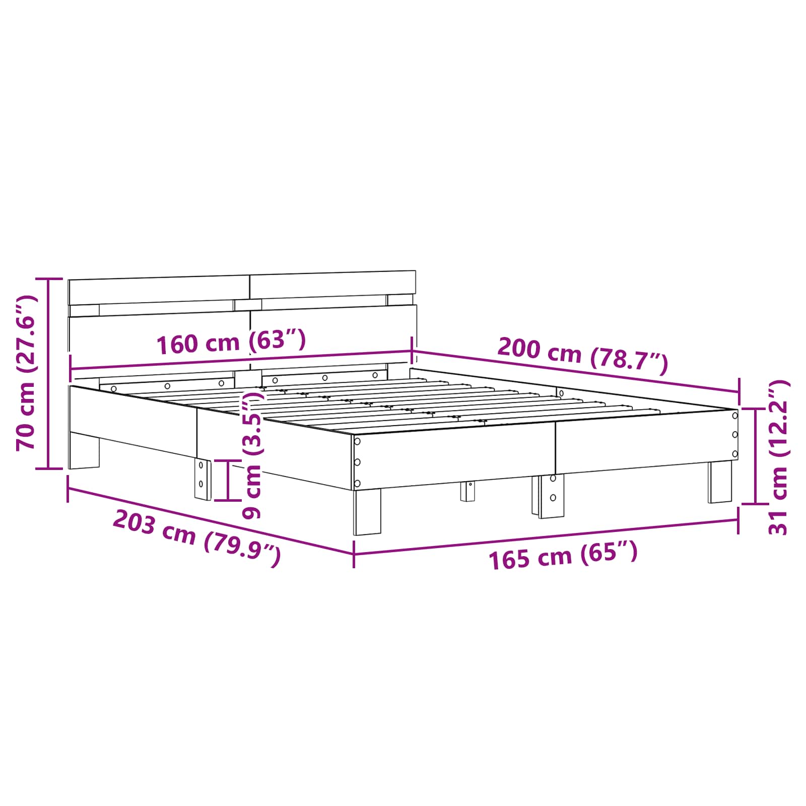 Bedframe Artisan Eiken 160 x 200 cm Bewerkt hout – afbeelding 10