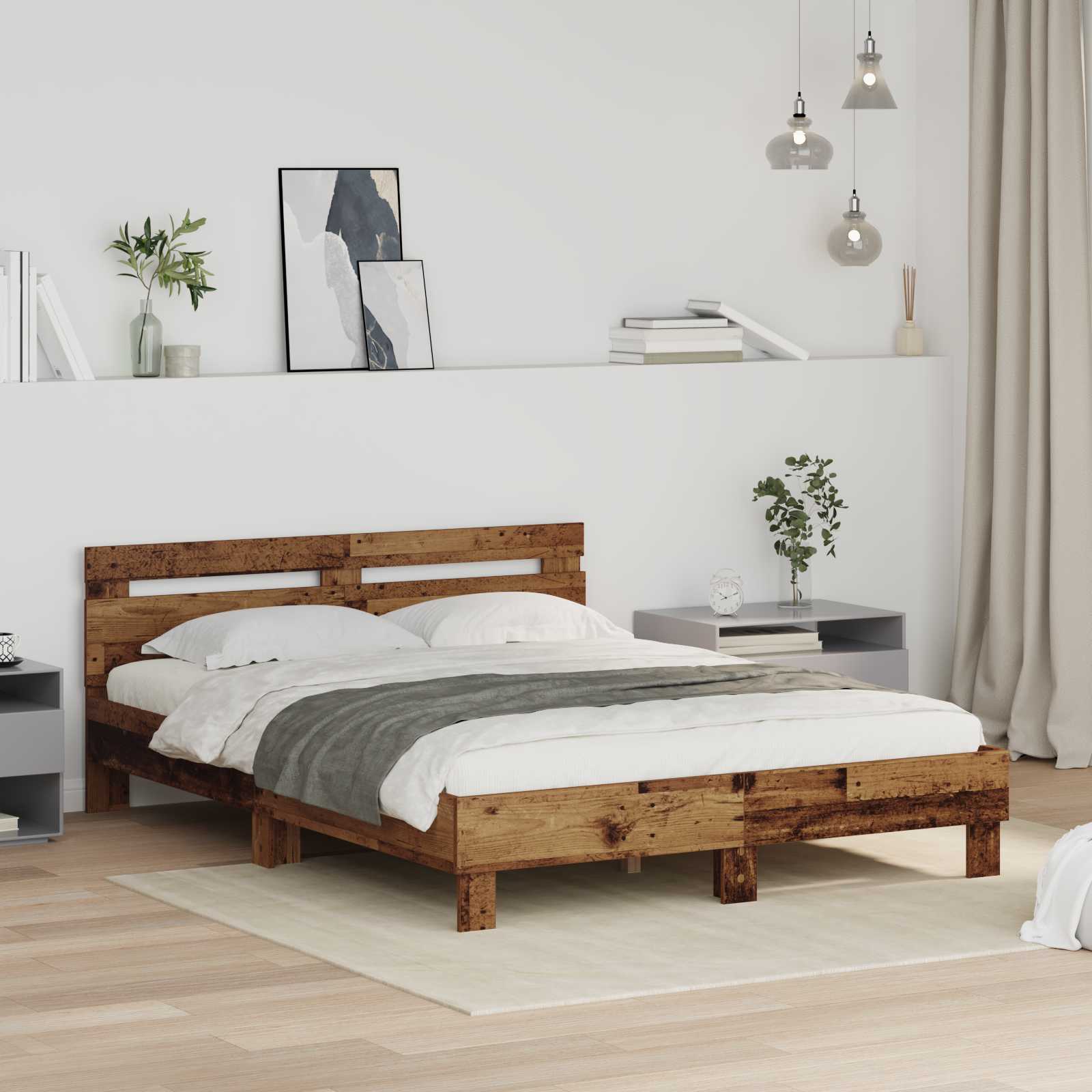 Bedframe Oudhout 140 x 200 cm Bewerkt hout – afbeelding 1