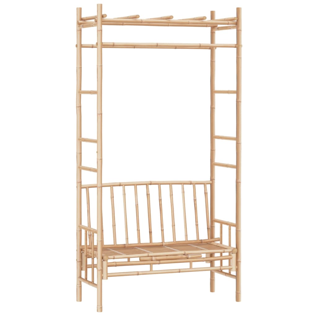Tuinbank met pergola 116 cm bamboe – afbeelding 2