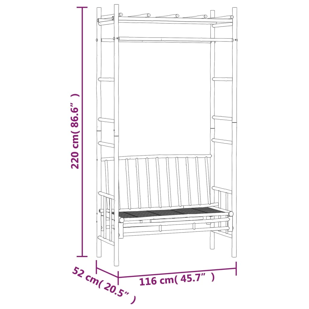 Tuinbank met pergola 116 cm bamboe – afbeelding 6