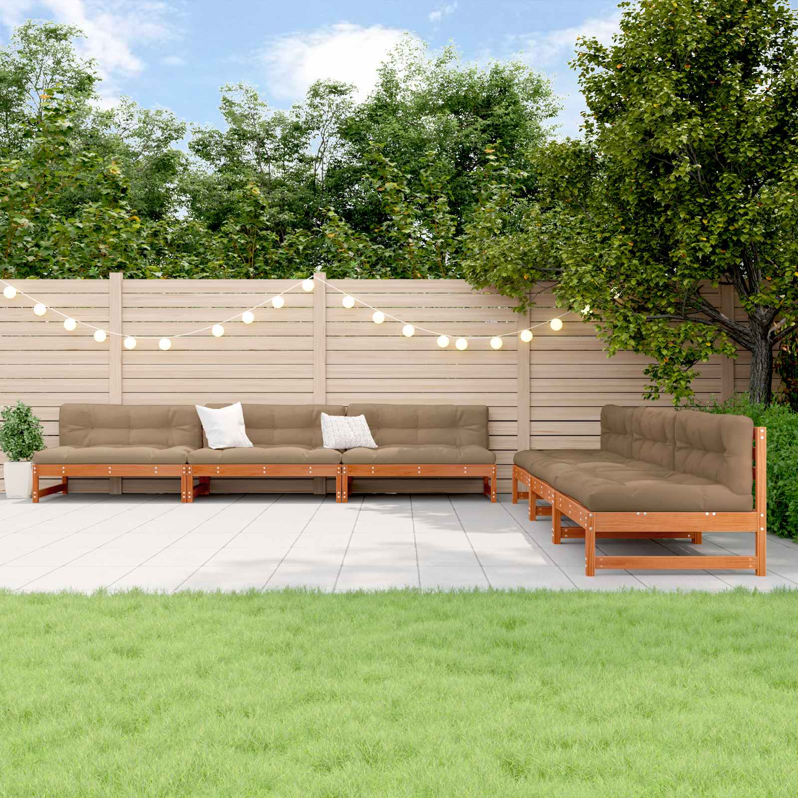 Tuin loungeset 6 pcs Wasbruin Massief grenenhout – afbeelding 1