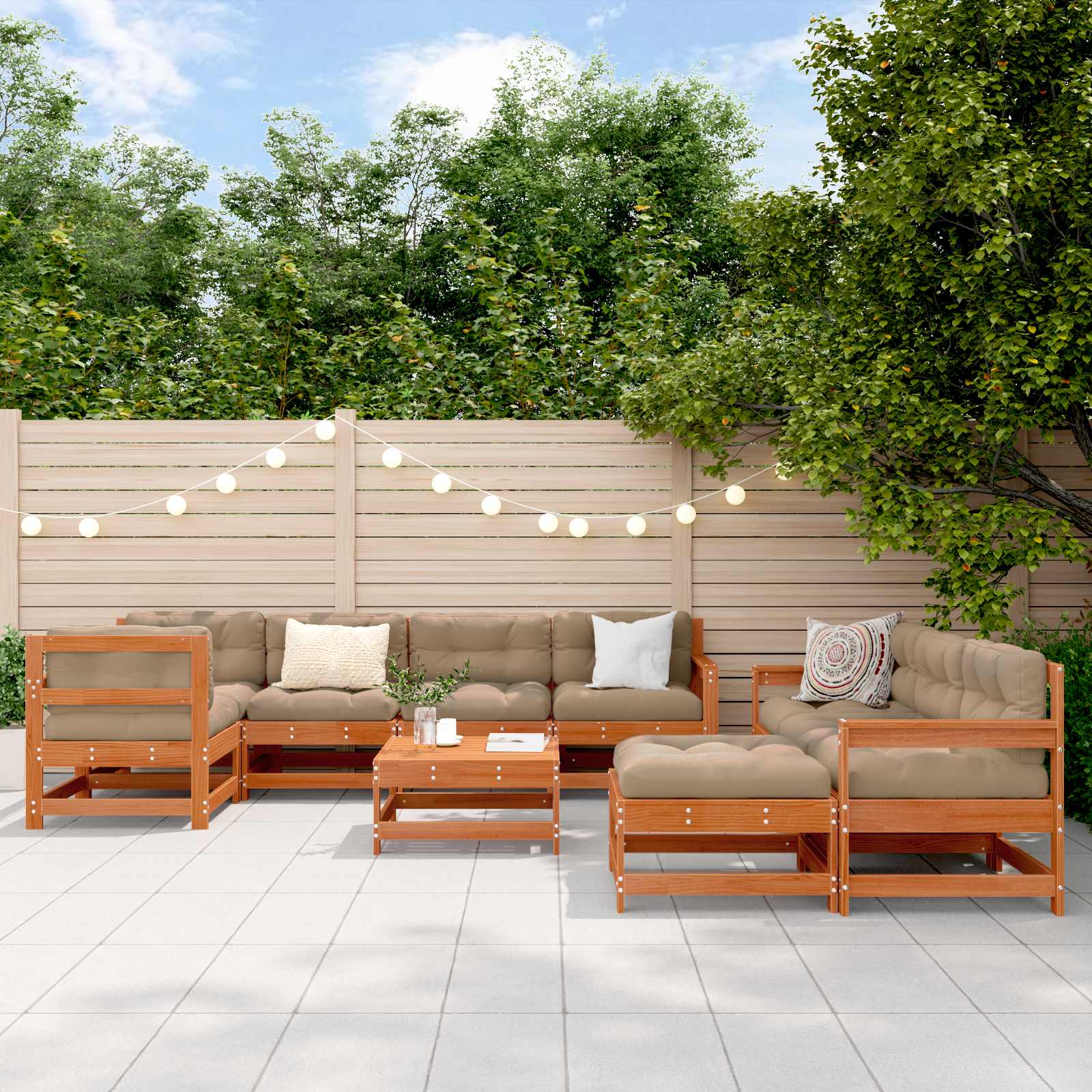 Tuin loungeset 10 pcs Wasbruin Massief grenenhout – afbeelding 1