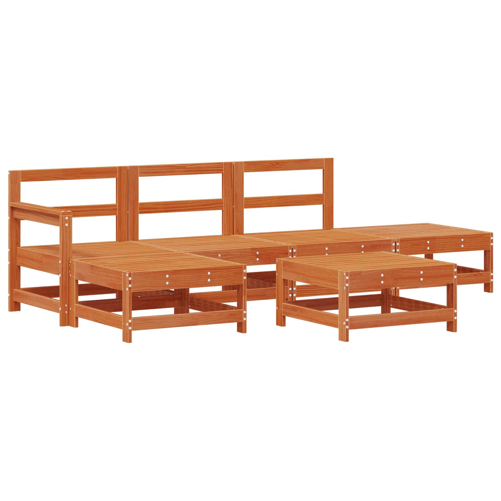 Tuin loungeset 6 pcs Wasbruin Massief grenenhout – afbeelding 2