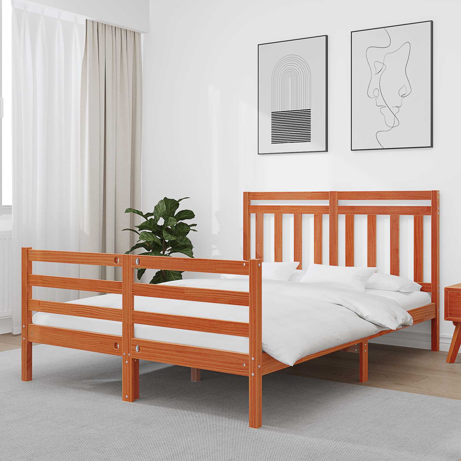 Bedframe met hoofdeinde Wasbruin 140 x 200 cm – afbeelding 1