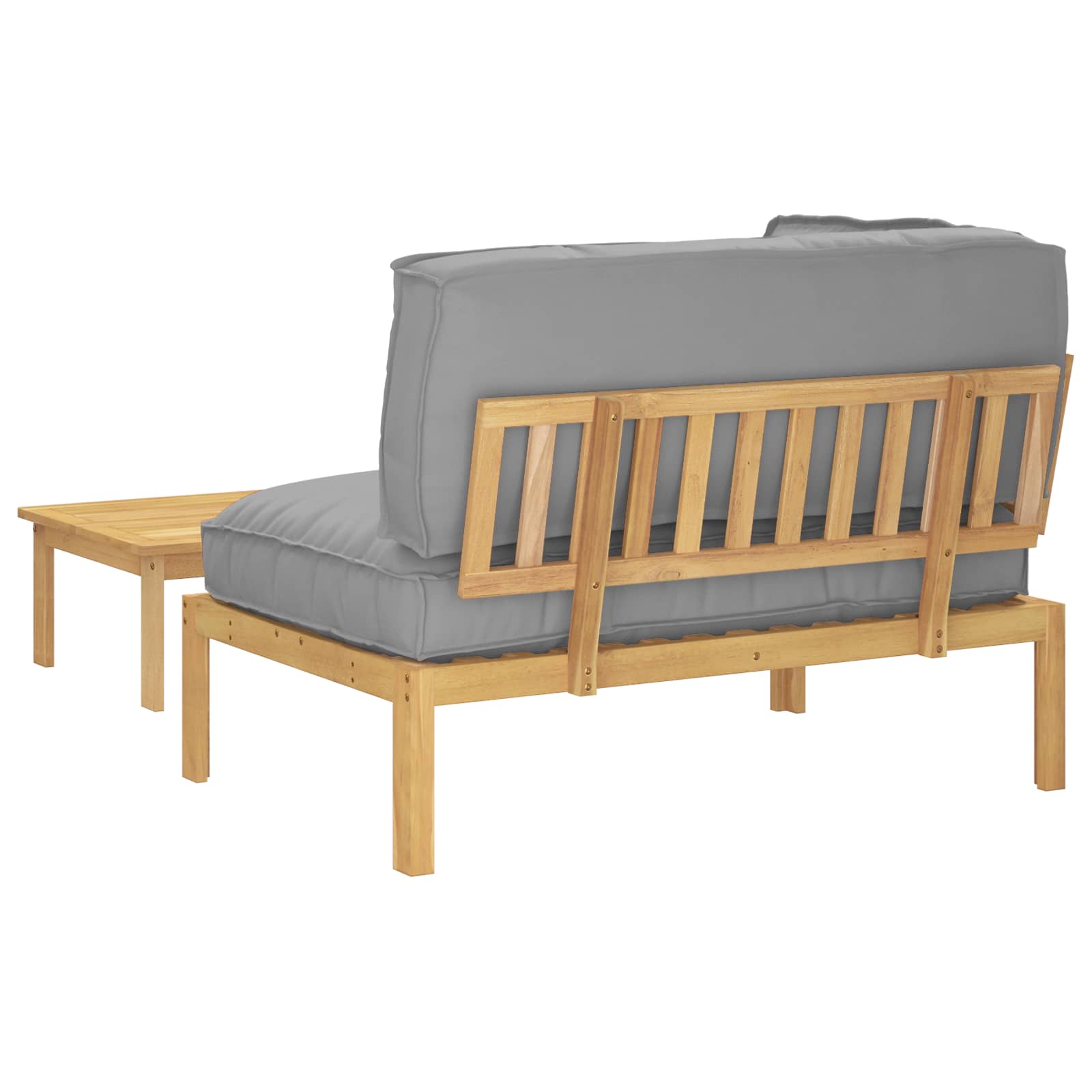 Bankstel met kussen Effen 2 pcs Grijs Massief Acaciahout – afbeelding 11