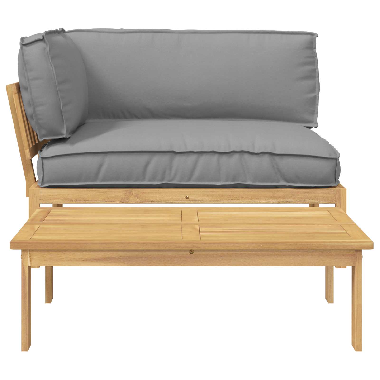 Bankstel met kussen Effen 2 pcs Grijs Massief Acaciahout – afbeelding 9