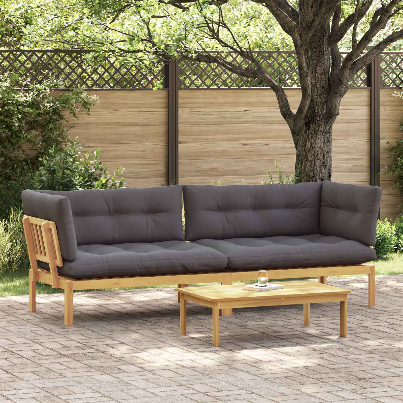 Garden Pallet Sofa Units 2 Stuk Lichtbruin en Donkergrijs – afbeelding 1
