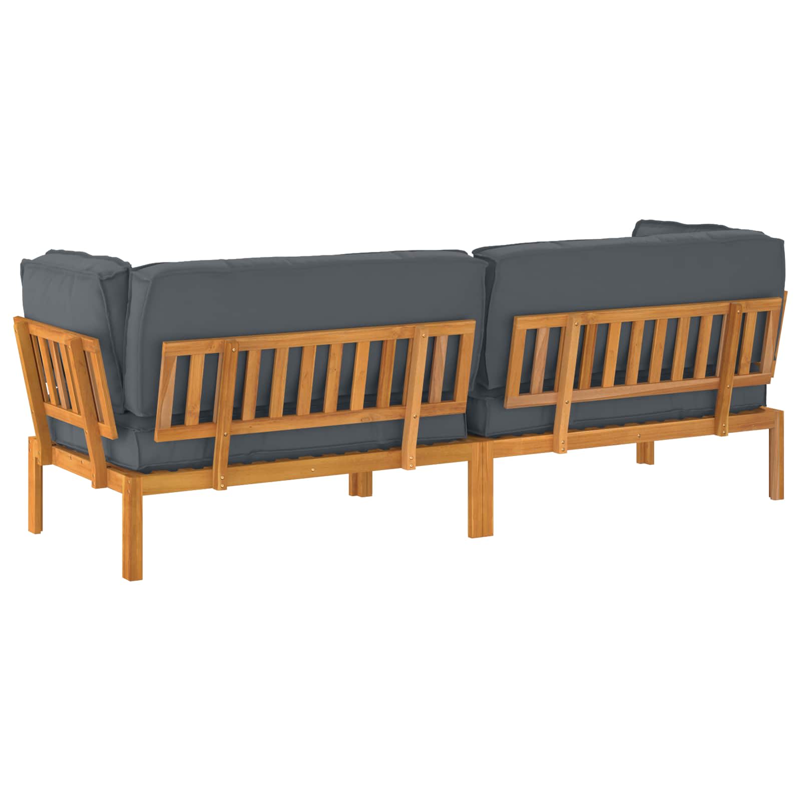 Bankstel met kussen Effen 2 pcs Antraciet Massief Acaciahout – afbeelding 10