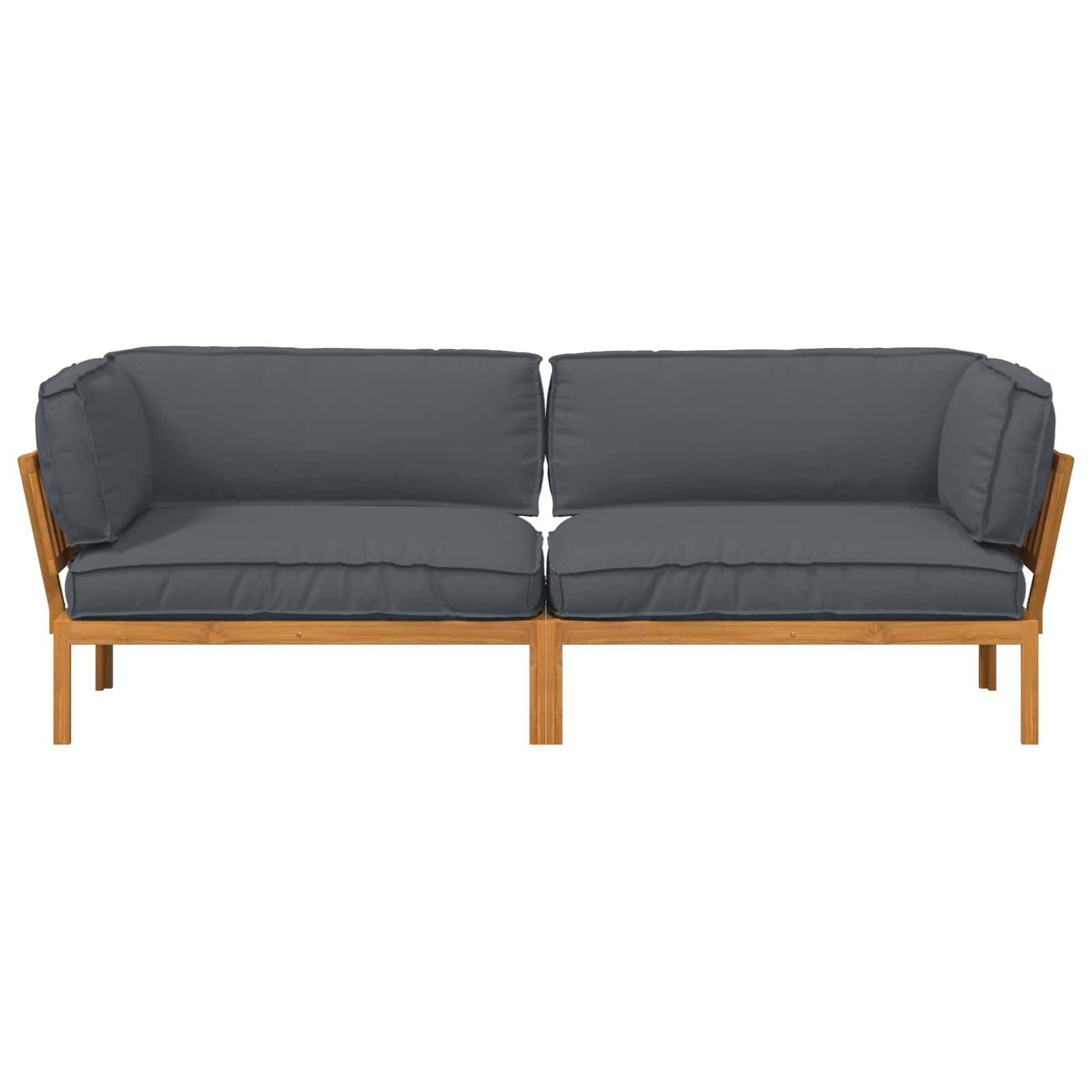 Bankstel met kussen Effen 2 pcs Antraciet Massief Acaciahout – afbeelding 8