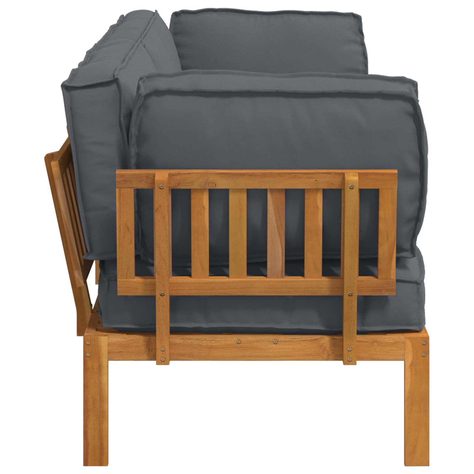 Bankstel met kussen Effen 2 pcs Antraciet Massief Acaciahout – afbeelding 9