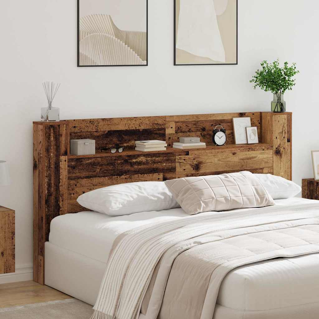Hoofdbord met plank Oudhout 200 x 15 x 103,5 cm Bewerkt hout