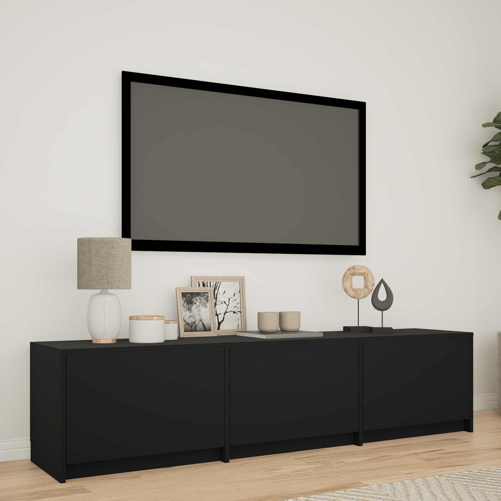 TV-kast met LED Zwart 165 x 34 x 40 cm Geconstrueerd hout