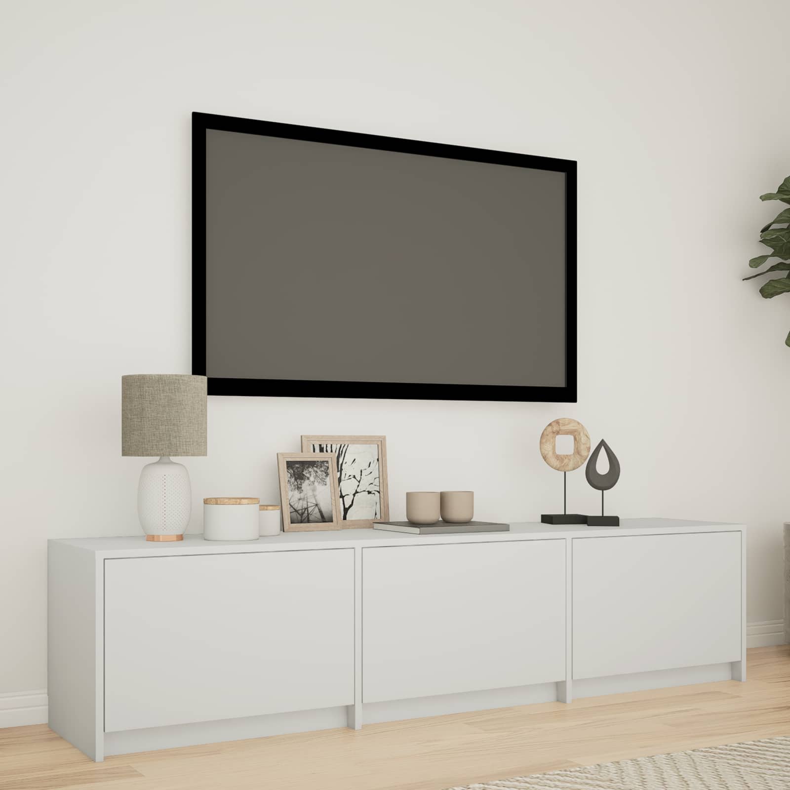 TV-kast met LED met LED Wit 165 x 34 x 40 cm Geconstrueerd hout