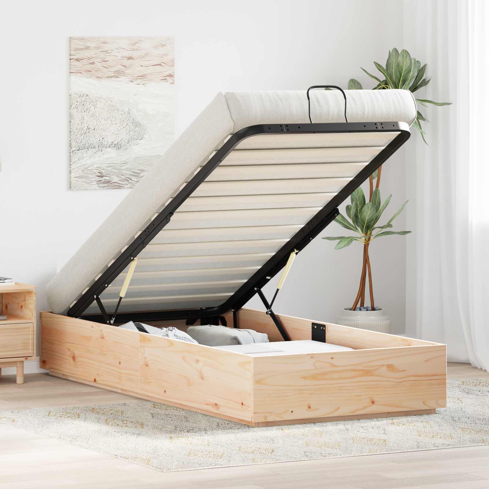 Ottoman Bedframe Naturel 80 x 200 cm Massief grenenhout – afbeelding 1