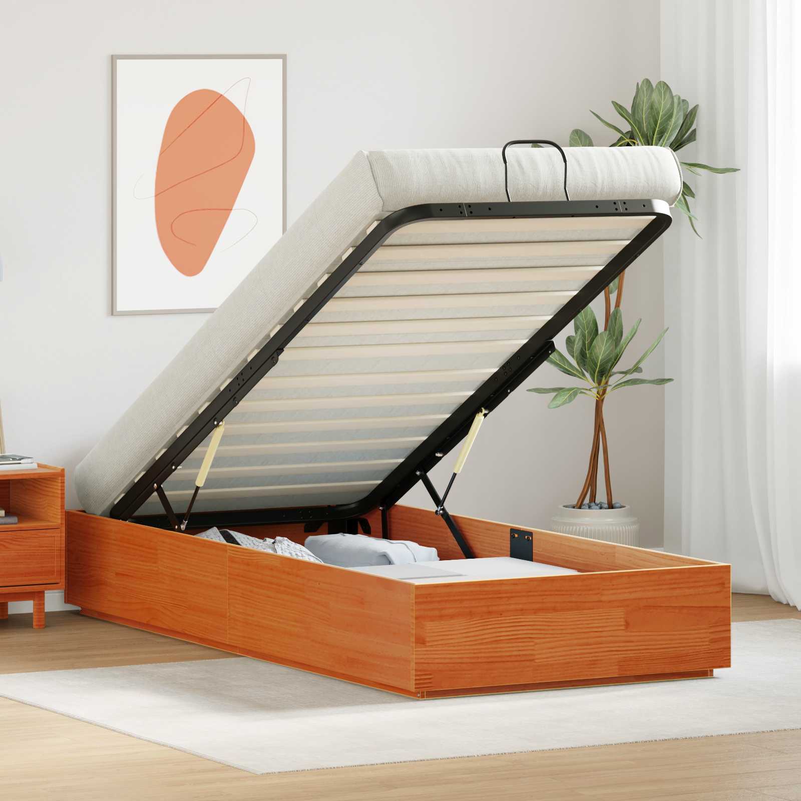 Ottoman Bedframe Waskleur Bruin 80 x 200 cm Massief grenenhout – afbeelding 1